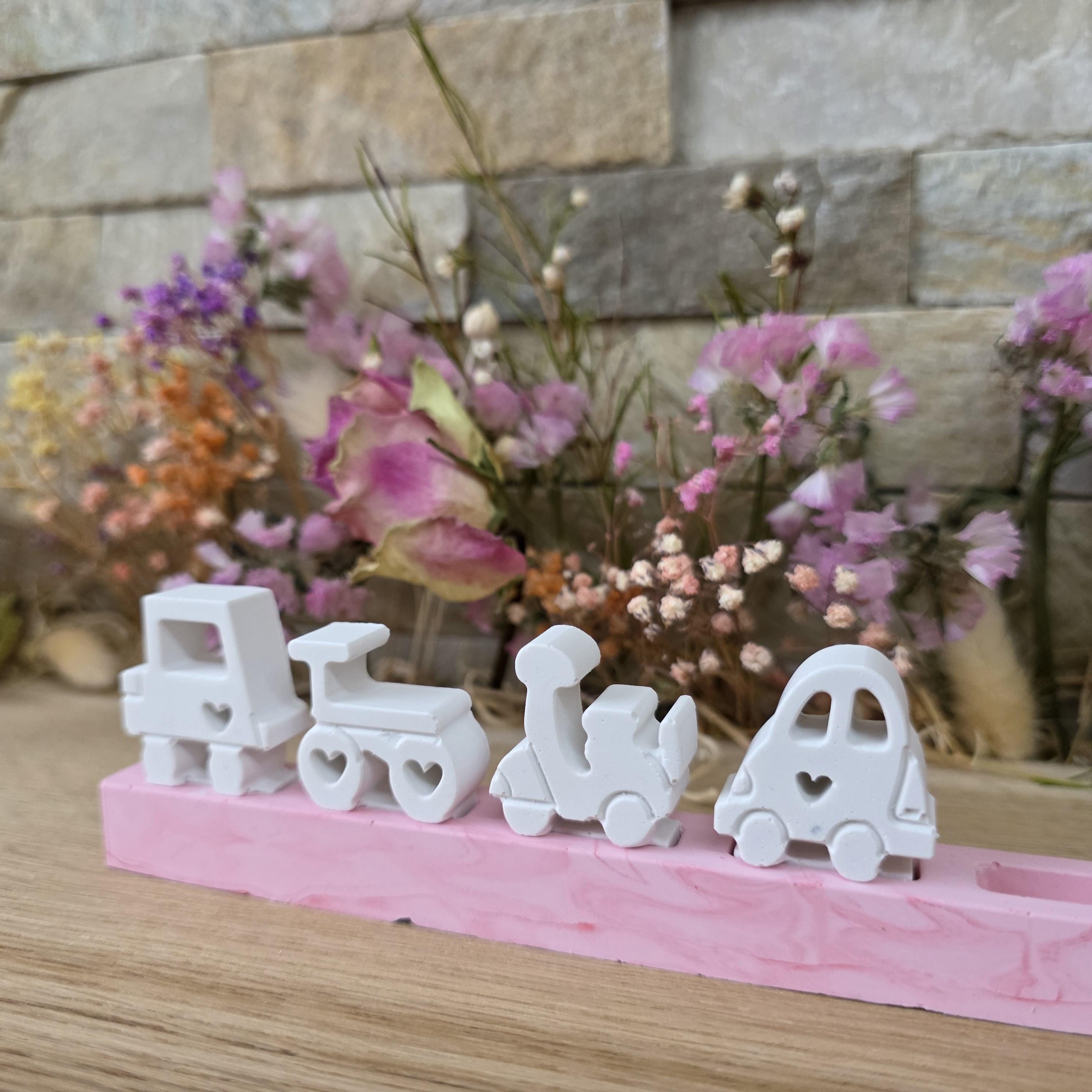 Silikon – Gießform – Steckform Fahrzeuge – 2 Autos & 2 Roller