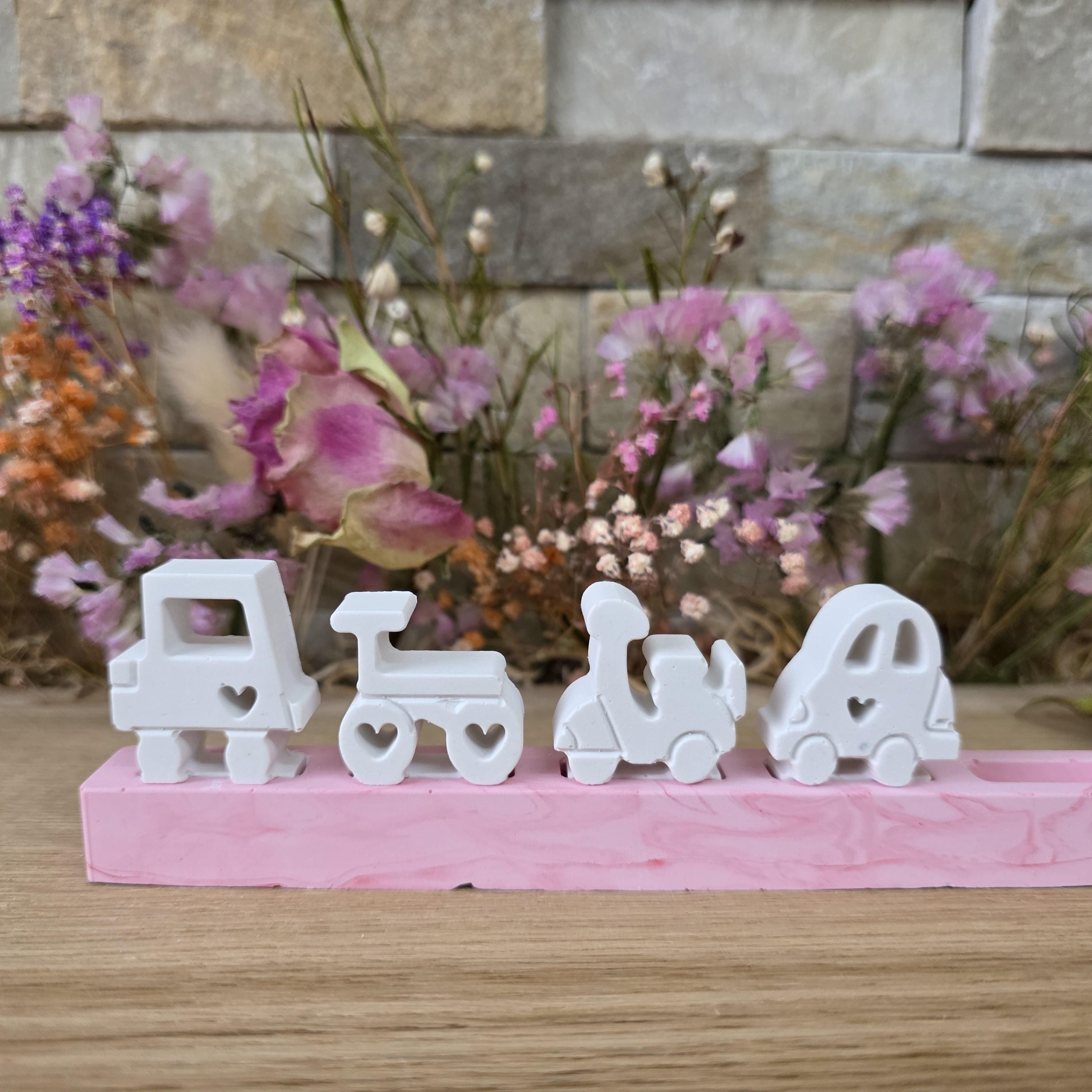 Silikon – Gießform – Steckform Fahrzeuge – 2 Autos & 2 Roller