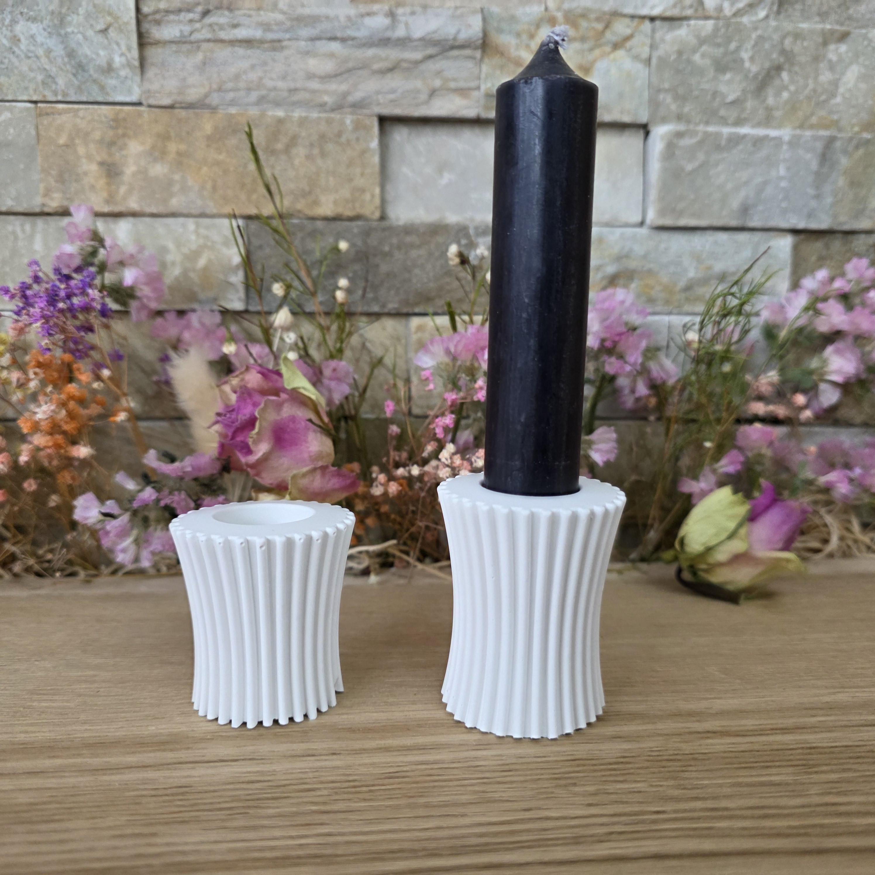 Silikon – Gießform – Etagere-Erhöhung 2in1 – Rillenstruktur – für 22 mm Stabkerzen -