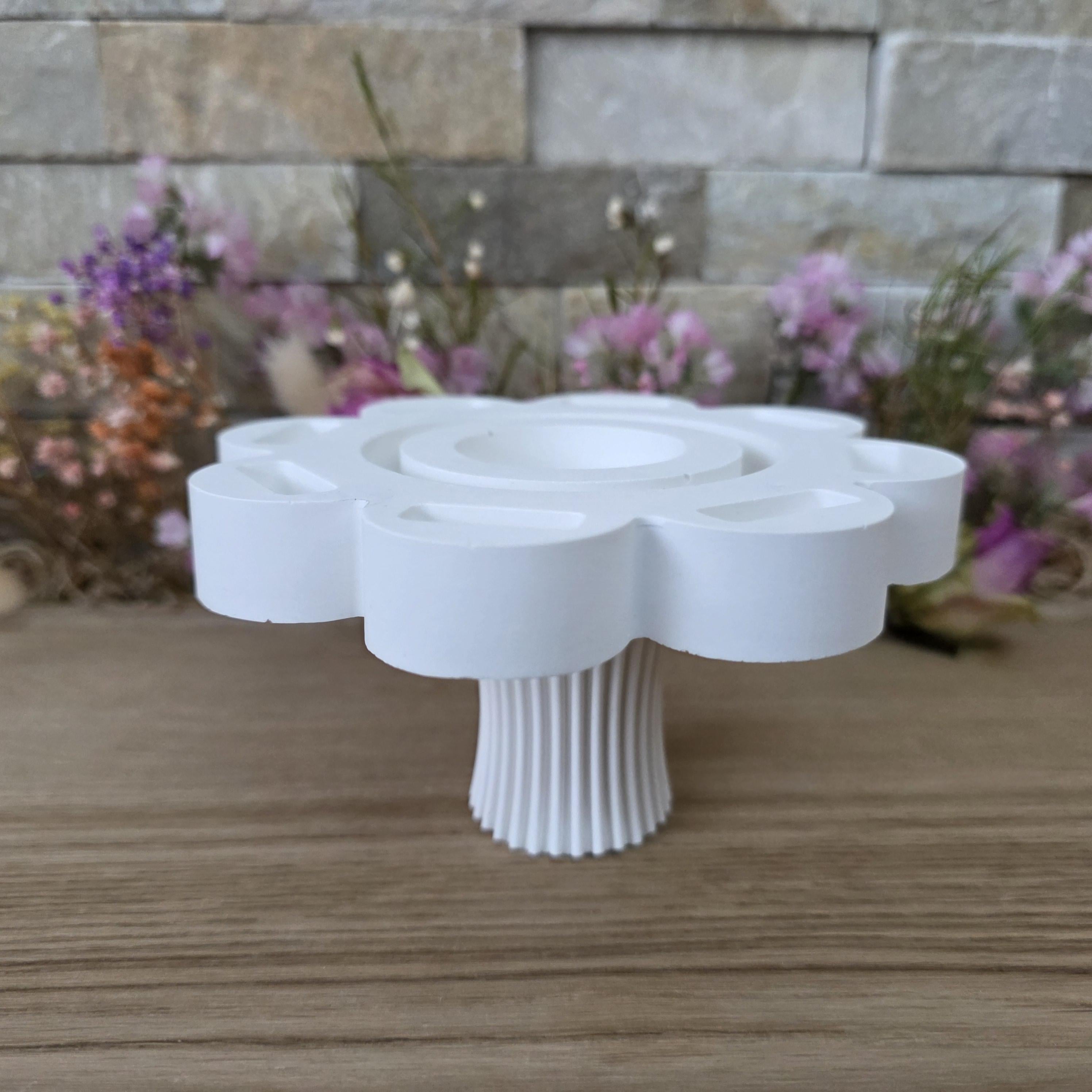 Silikon – Gießform – Etagere-Erhöhung 2in1 – Rillenstruktur – für 22 mm Stabkerzen -