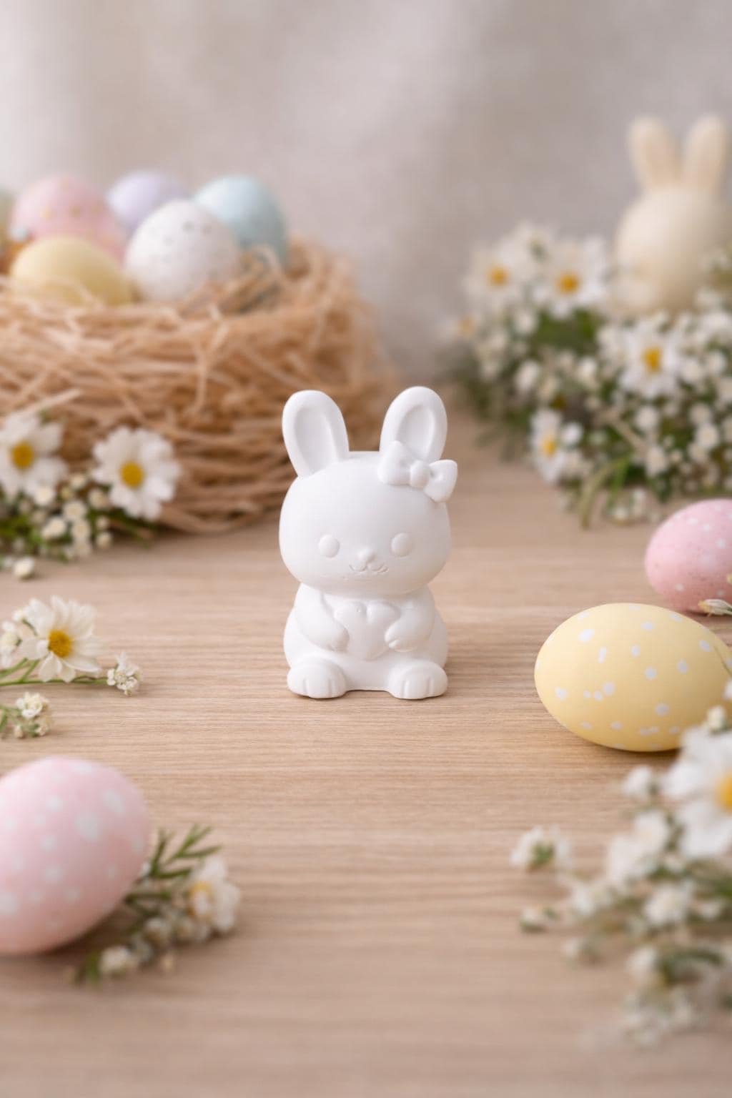 Silikon – Gießform – Minihase mit Herz & Schleife