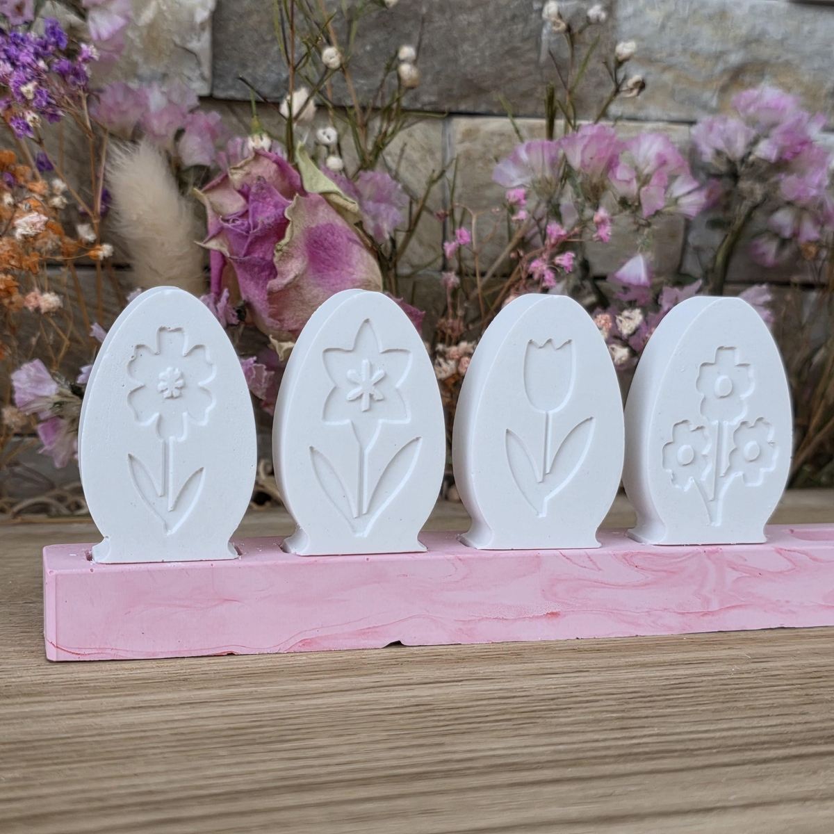 Silikon-Gießform Steckform Eier 4erSet mit Frühlingsblumen – Ansicht 7