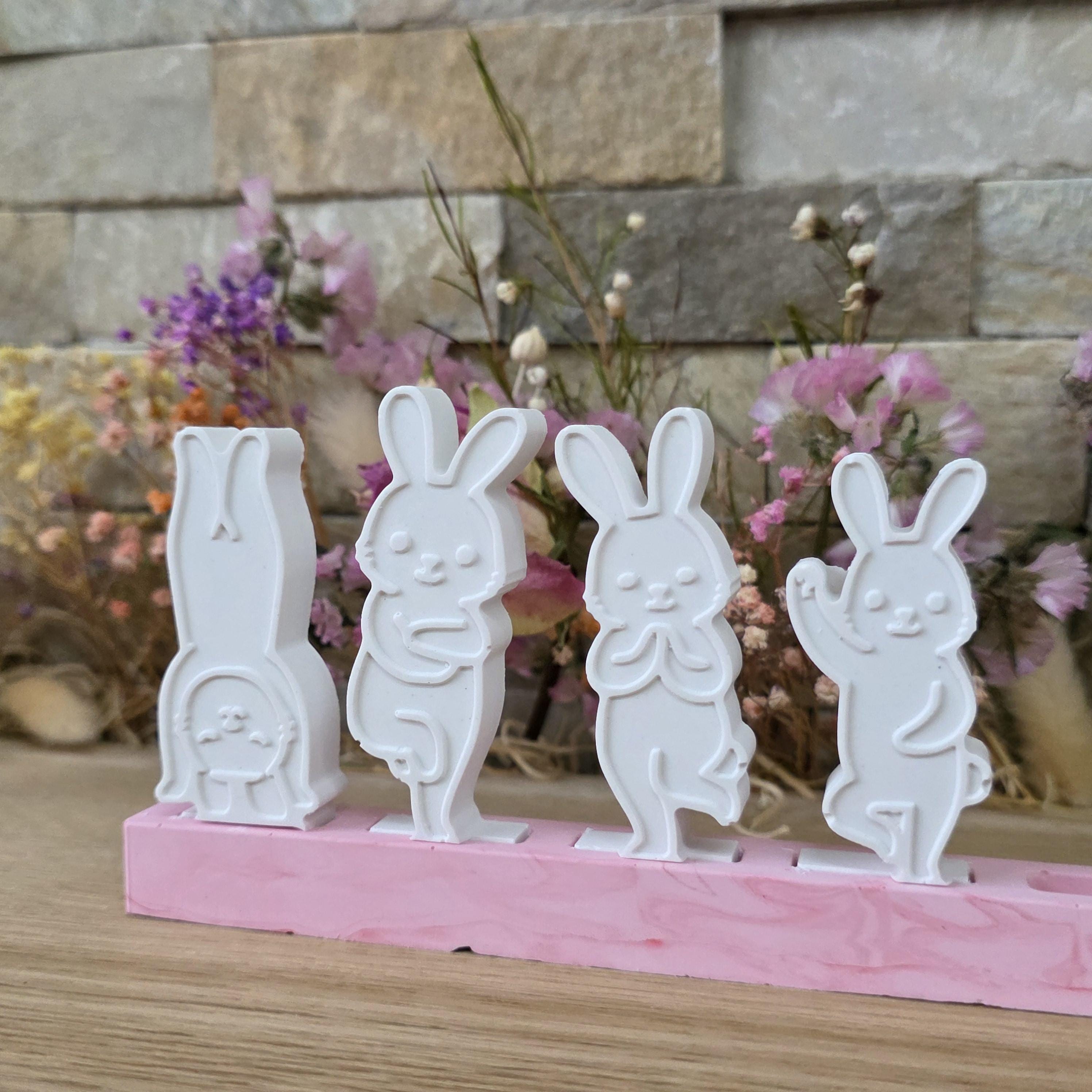 Silikon – Gießform – Steckform Tanzende Hasen – 4er-Set