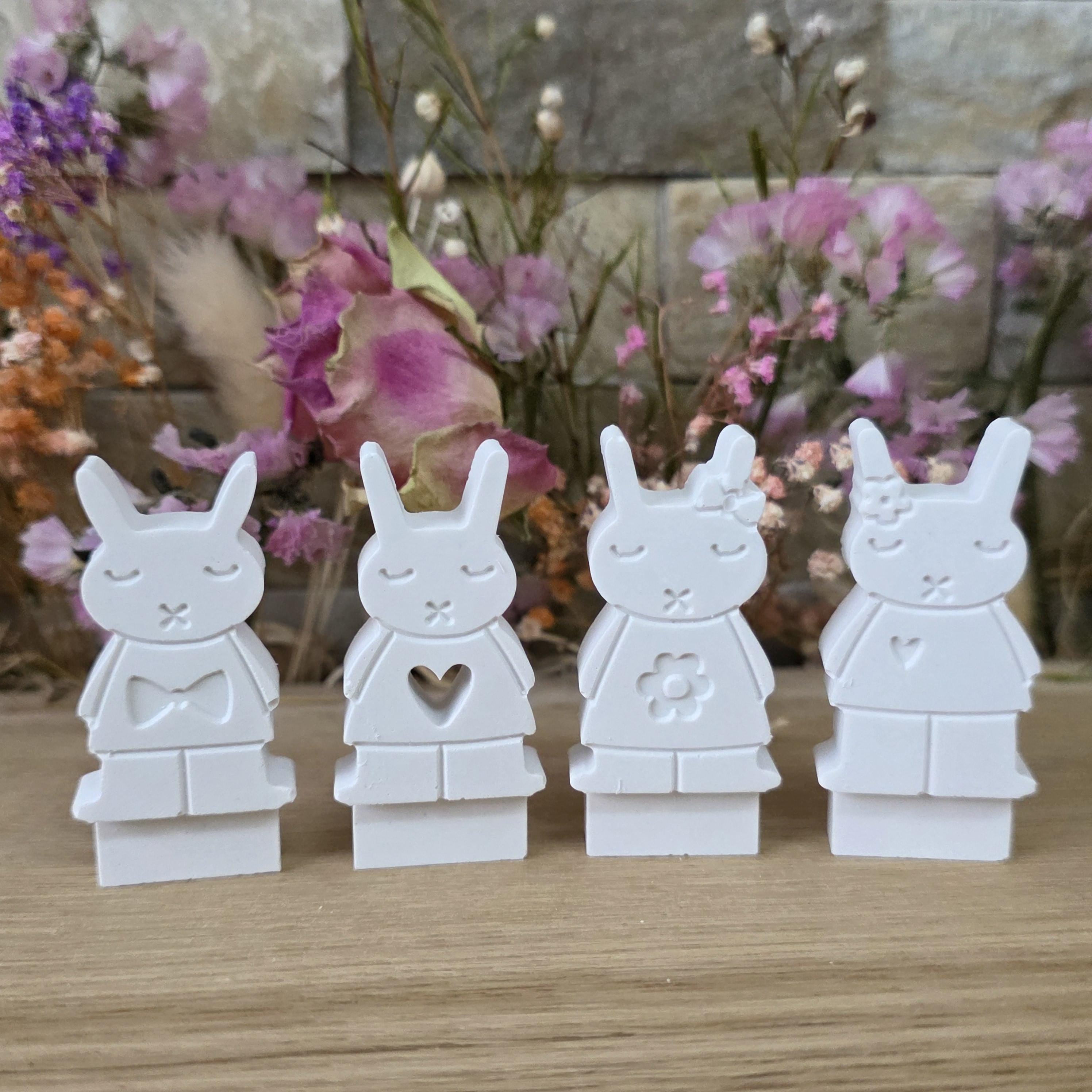 Silikon – Gießform – Steckform Hasen X-Mund – 4er-Set mit Gravur