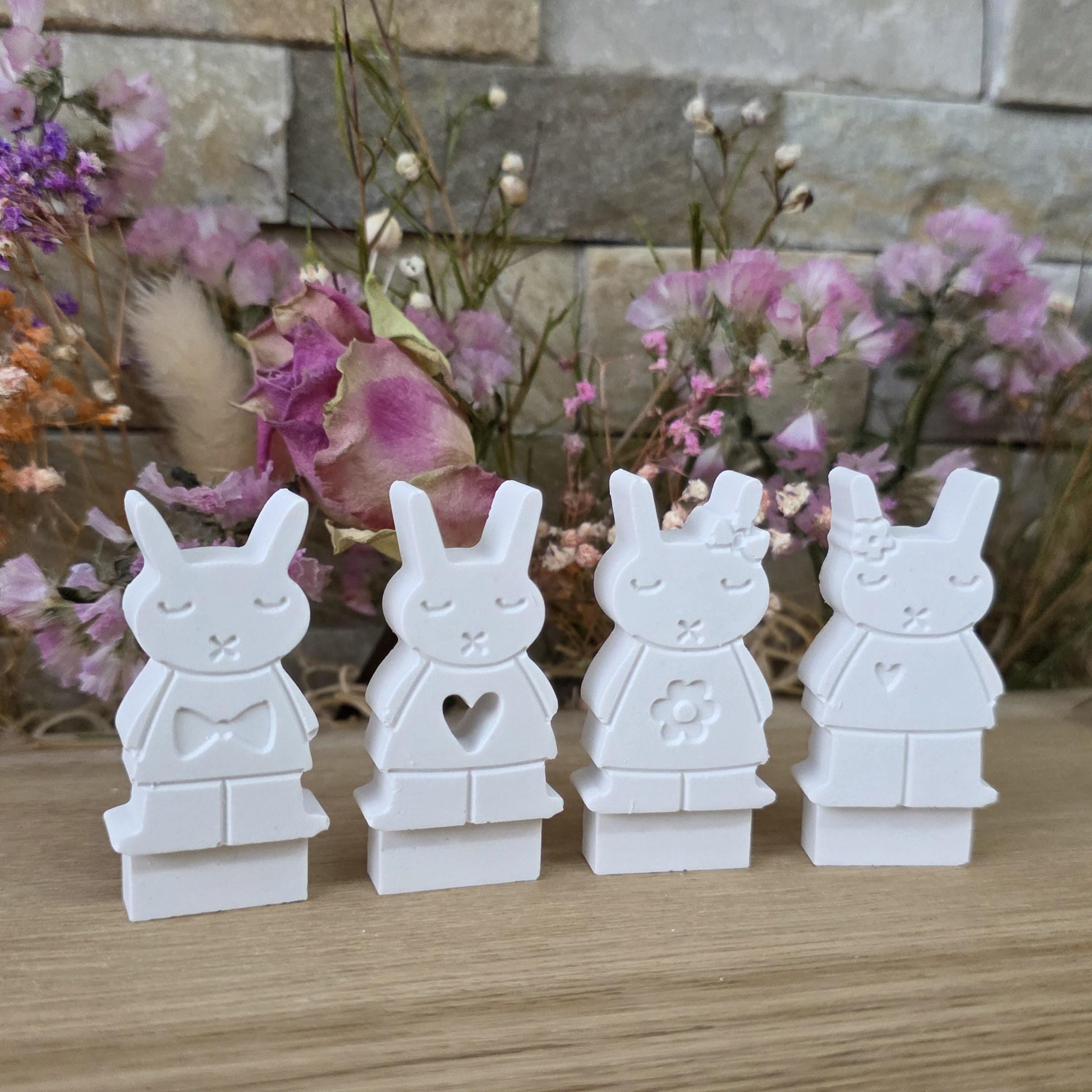 Silikon – Gießform – Steckform Hasen X-Mund – 4er-Set mit Gravur