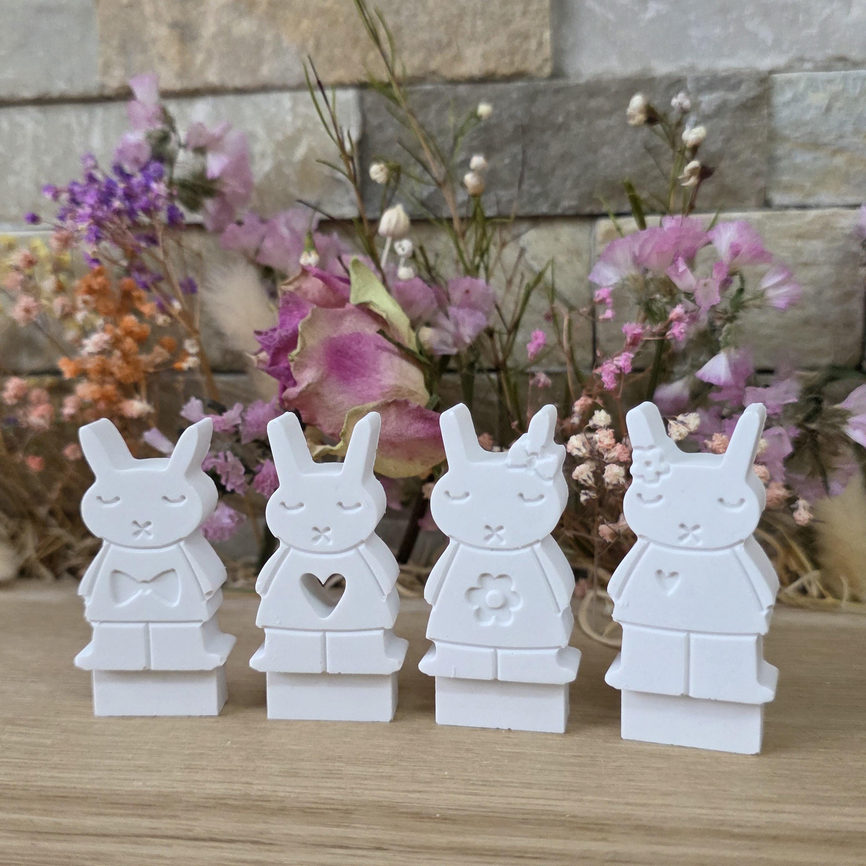 Silikon – Gießform – Steckform Hasen X-Mund – 4er-Set mit Gravur