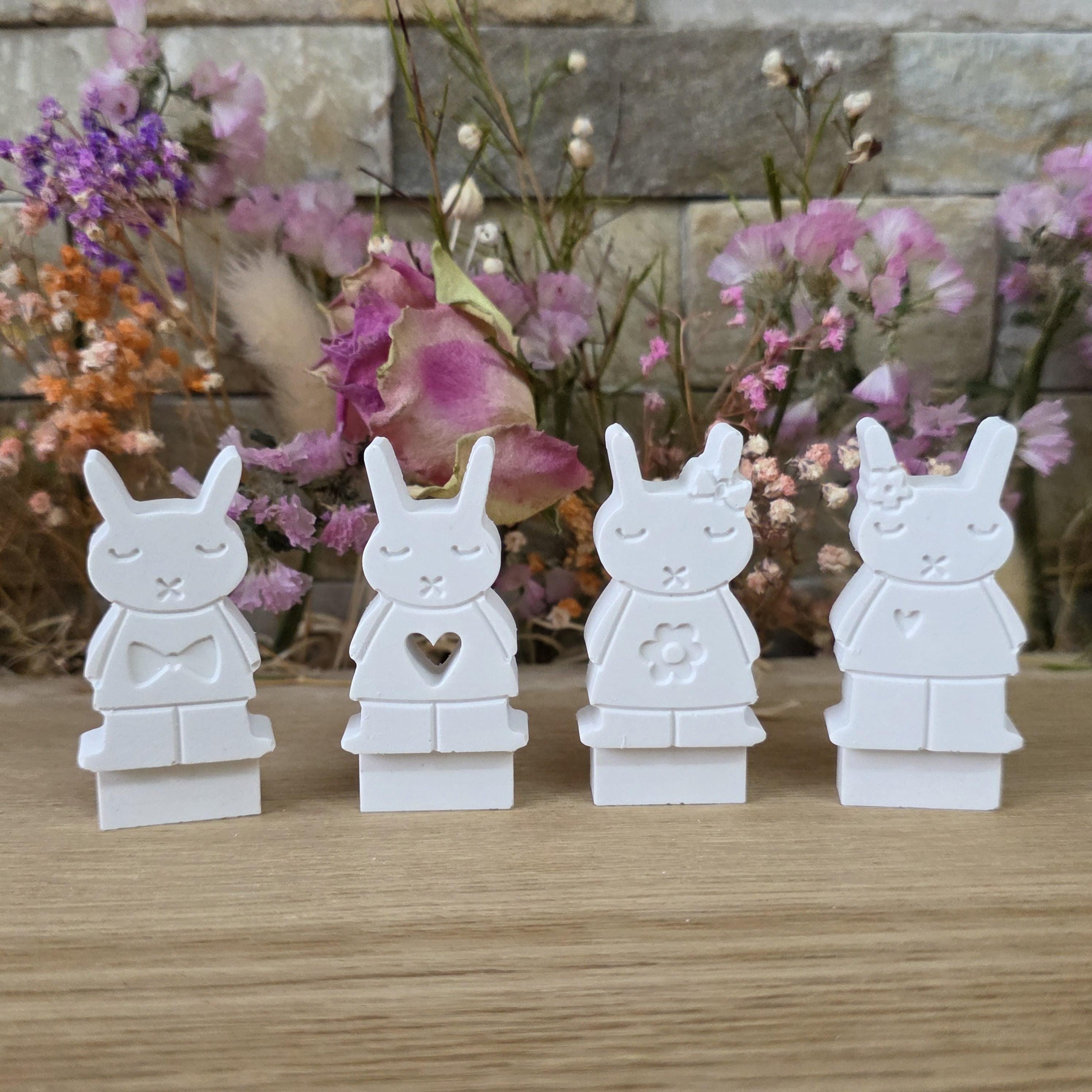 Silikon – Gießform – Steckform Hasen X-Mund – 4er-Set mit Gravur