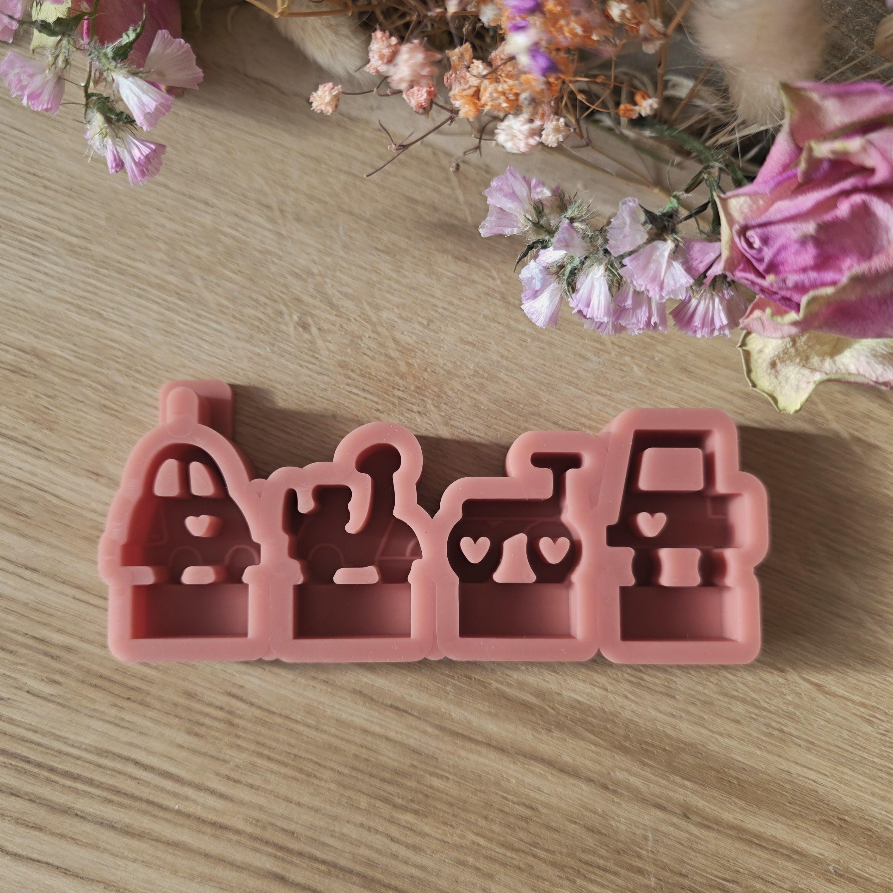 Silikon – Gießform – Steckform Fahrzeuge – 2 Autos & 2 Roller