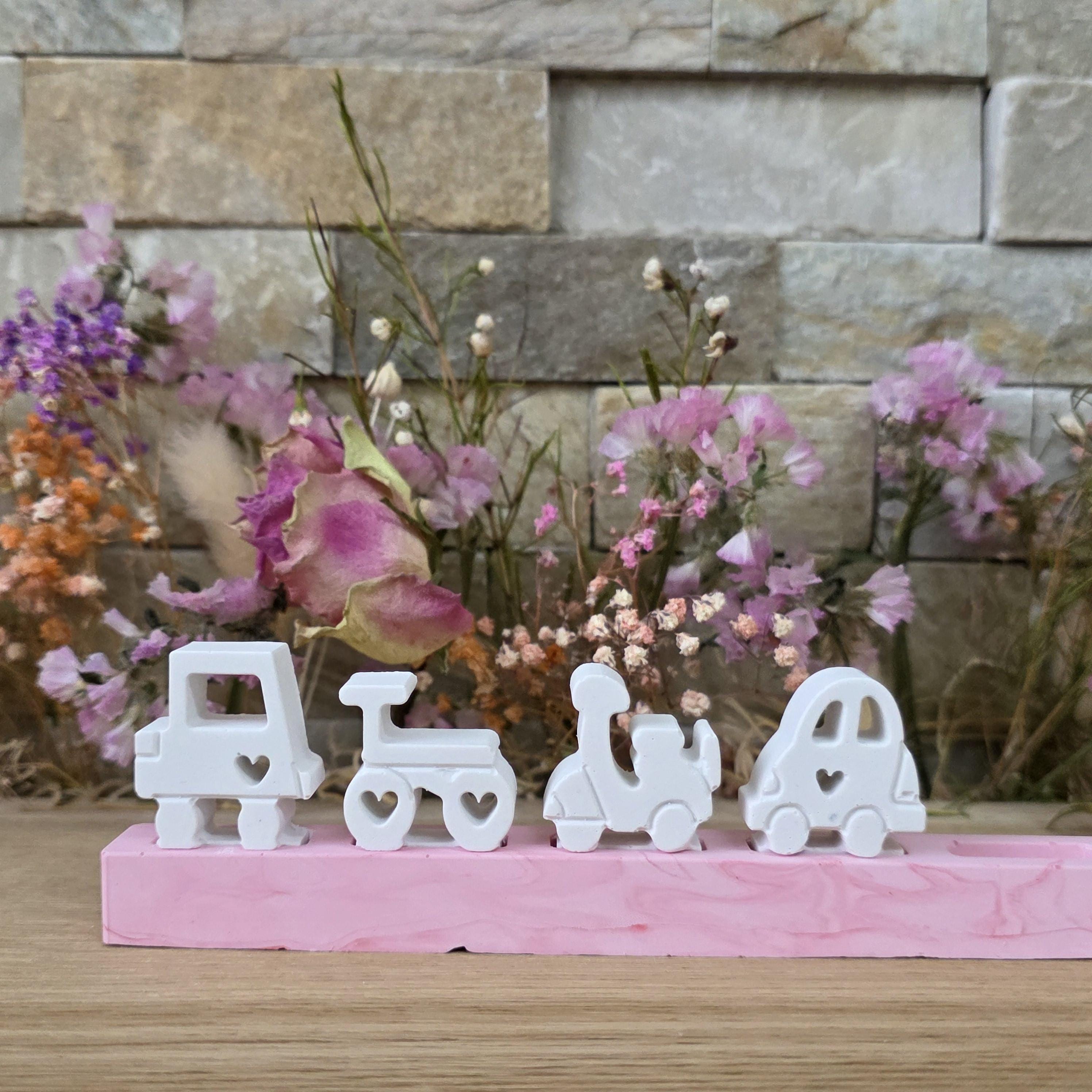 Silikon – Gießform – Steckform Fahrzeuge – 2 Autos & 2 Roller