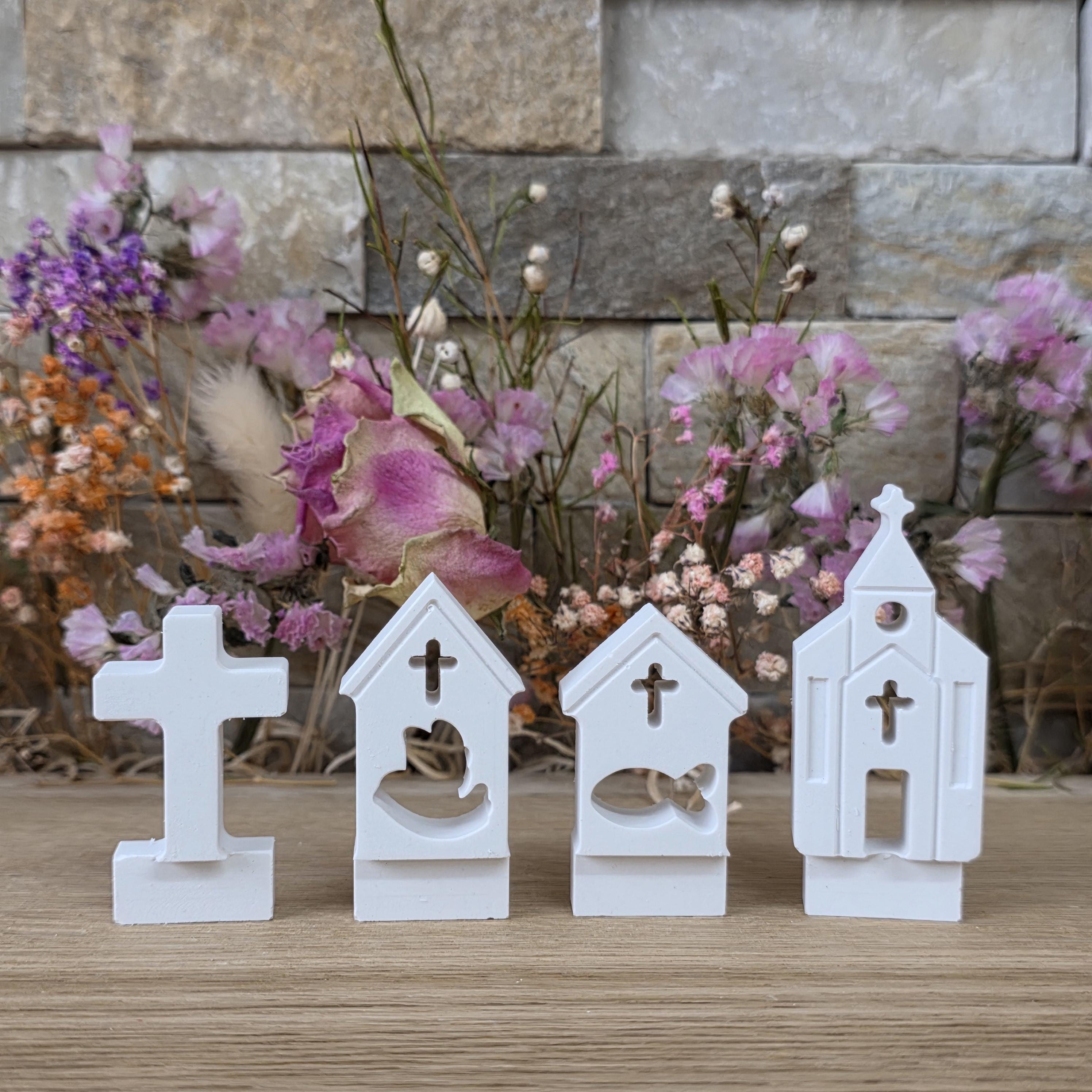 Silikon – Gießform – Steckform Kirchen-Set – 4er-Set für Kommunion & Konfirmation