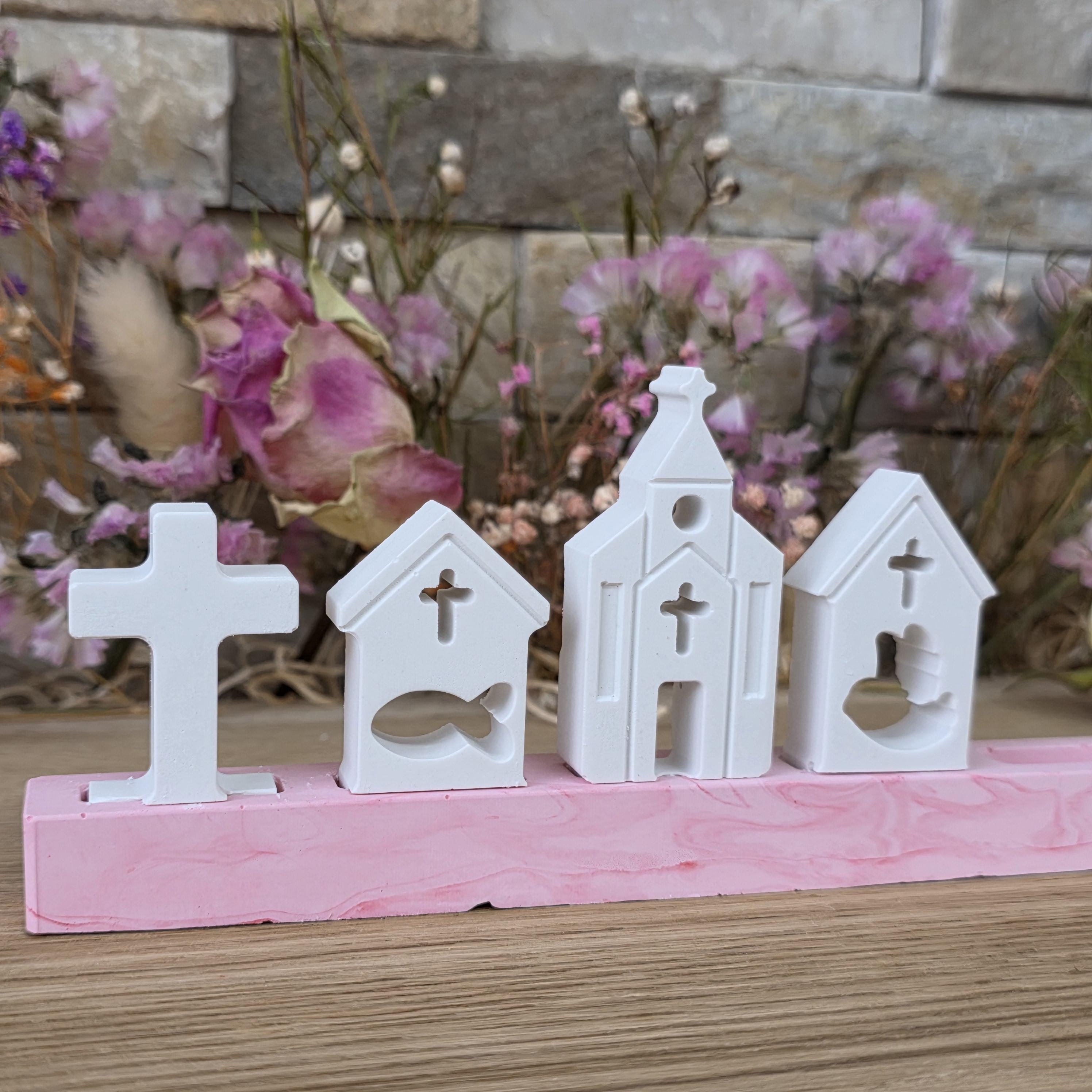 Silikon – Gießform – Steckform Kirchen-Set – 4er-Set für Kommunion & Konfirmation