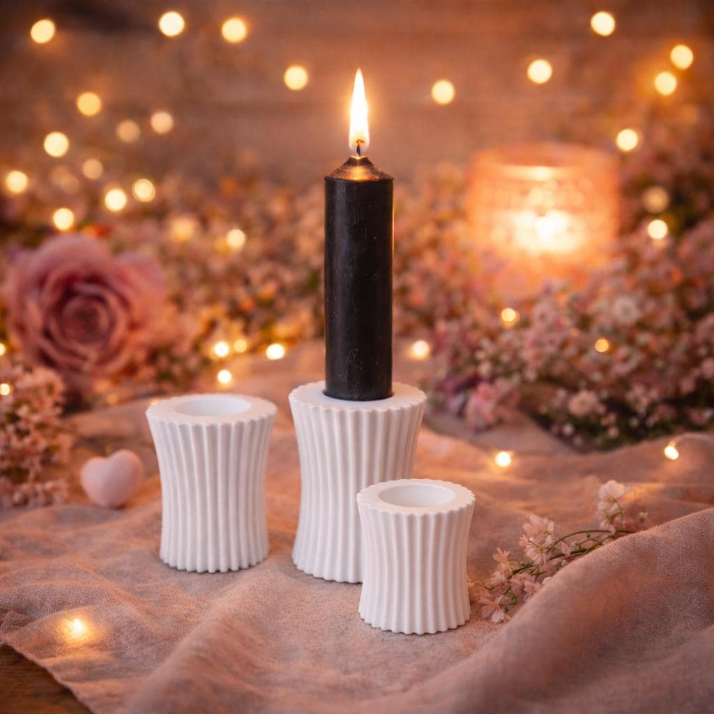 Silikon – Gießform – Etagere-Erhöhung 2in1 – Rillenstruktur – für 22 mm Stabkerzen -