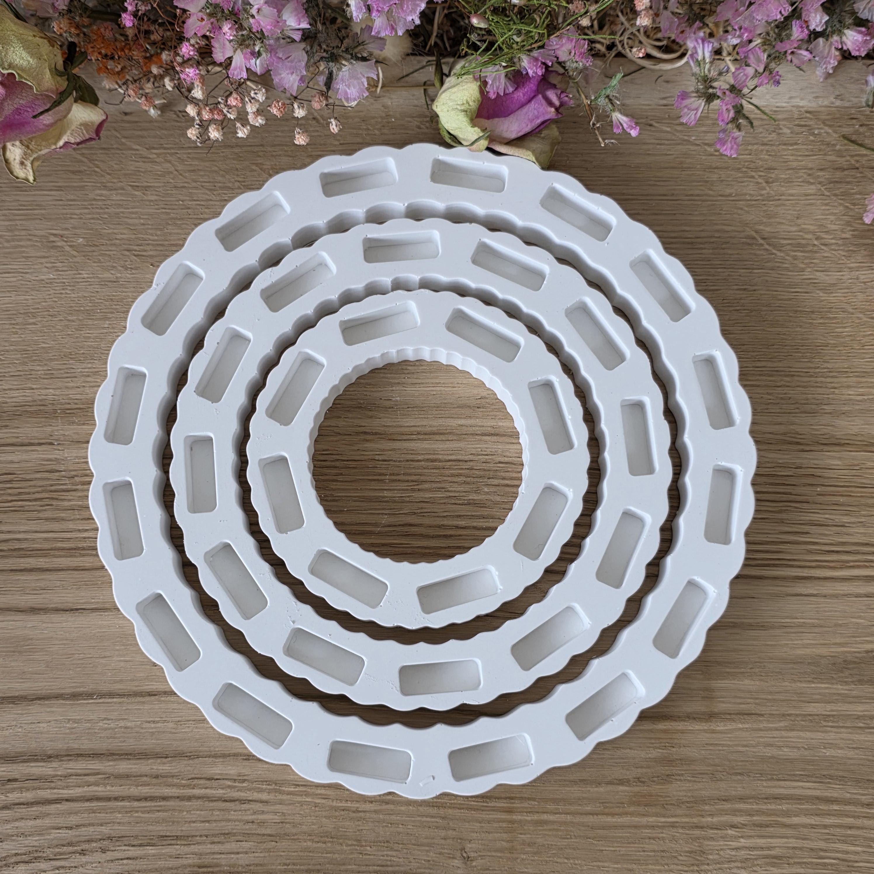 Silikon – Gießform – Steckform - Grundform Dekoringe mit Rillen – 3er Set in verschiedenen Größen