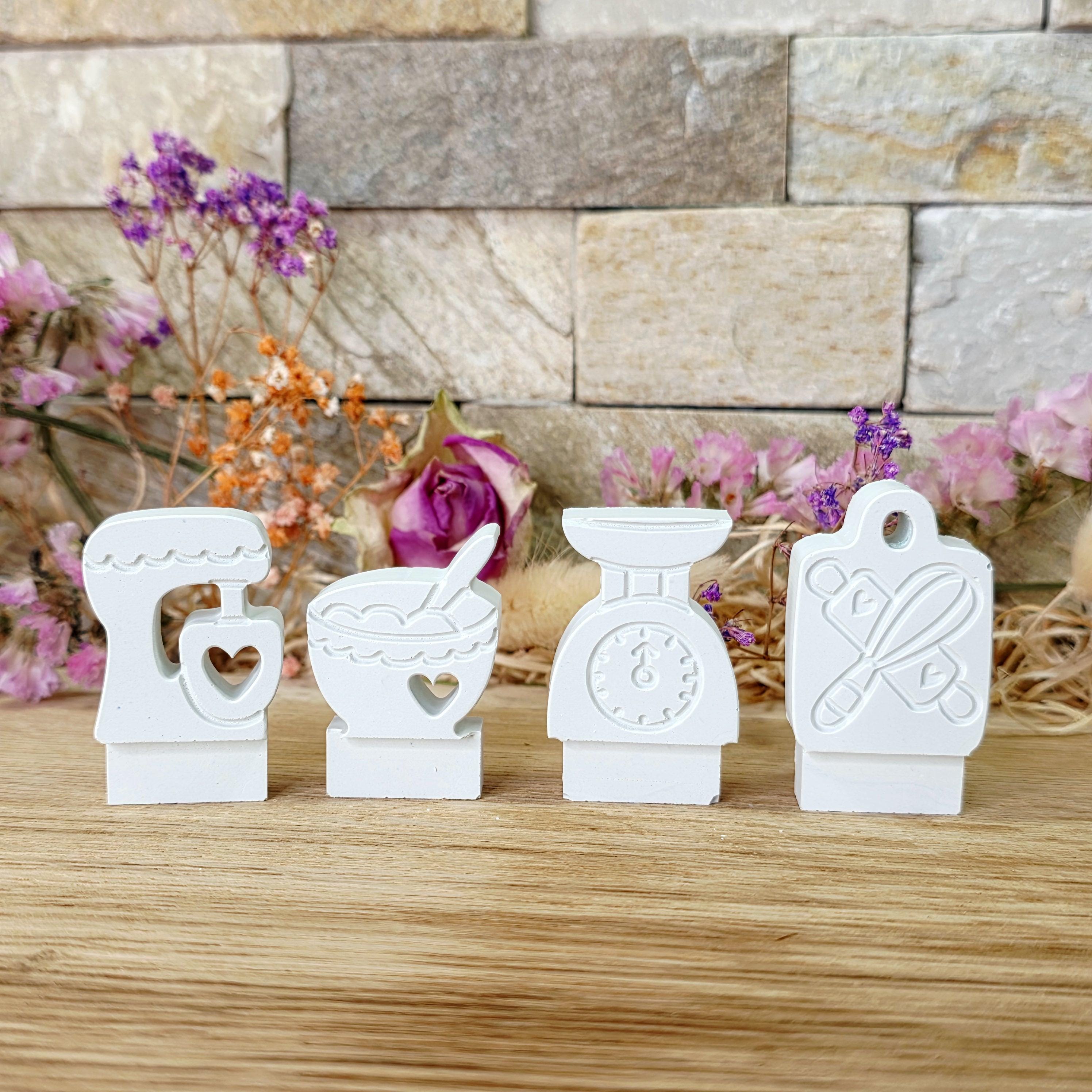 Silikon – Gießform – Steckform Backstube – 4er Set mit Küchenmotiven