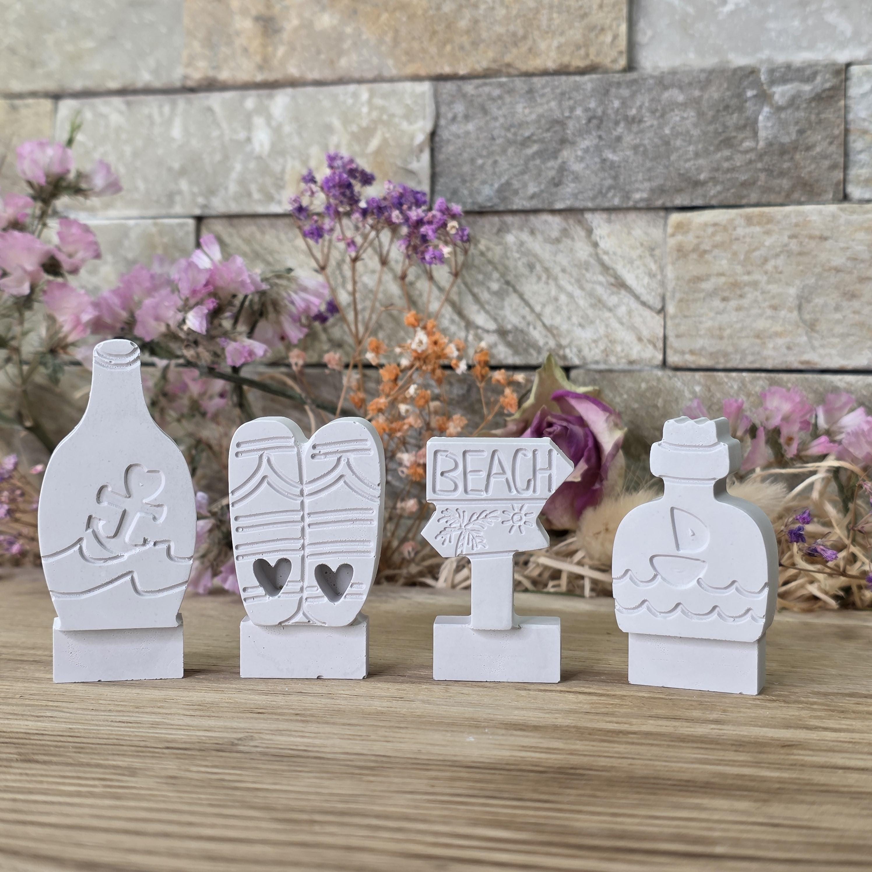Silikon – Gießform – Maritimes Beach Set – 4 Stecker für den Steckkranz -