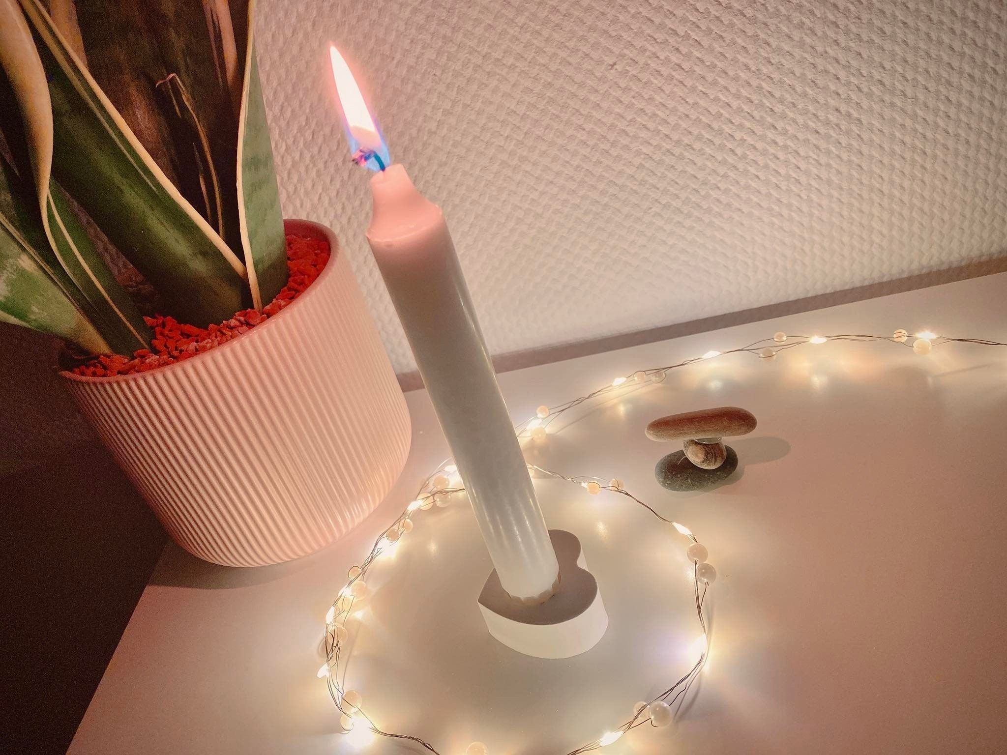 Silikon - Giessform - kleiner Herz Stabkerzenhalter -