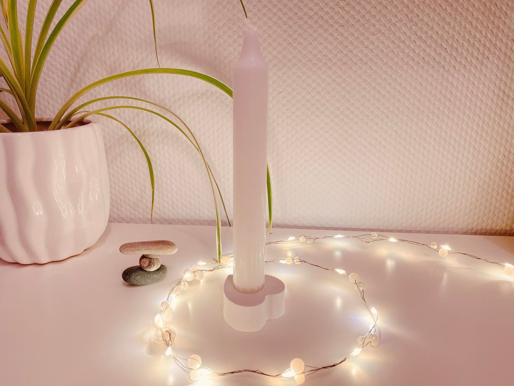 Silikon - Giessform - kleiner Herz Stabkerzenhalter -