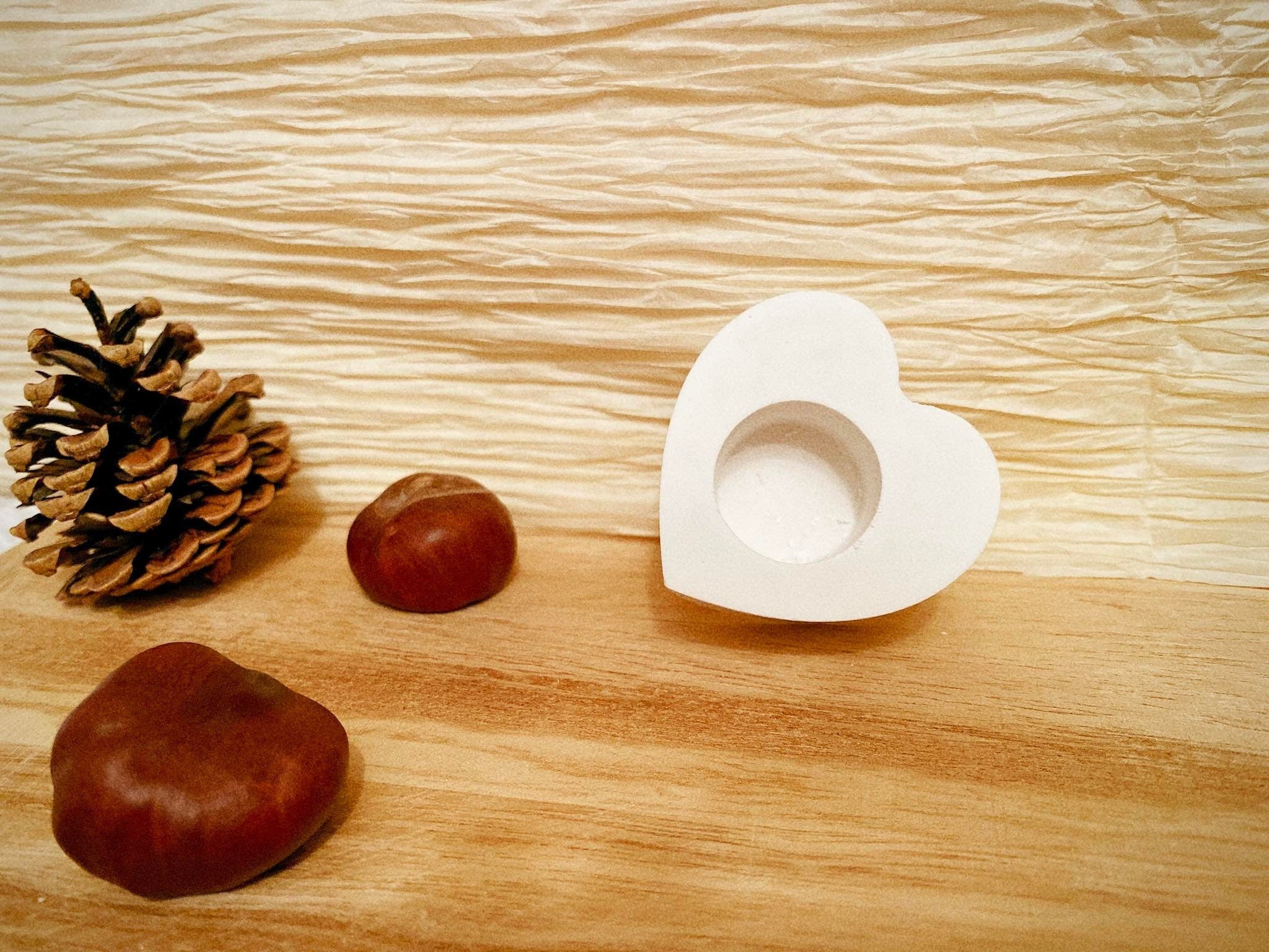 Silikon - Giessform - kleiner Herz Stabkerzenhalter -