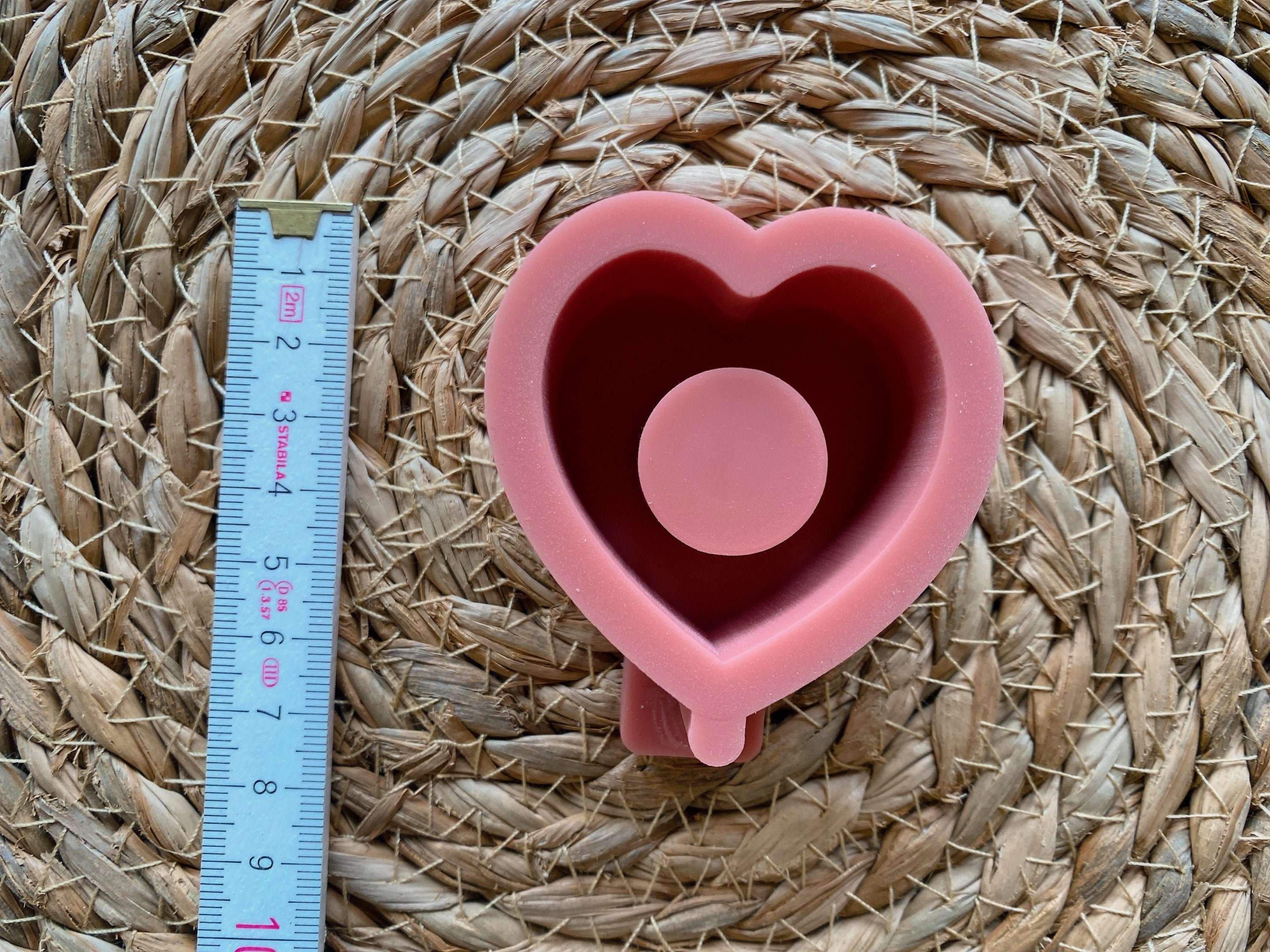 Silikon - Giessform - kleiner Herz Stabkerzenhalter -