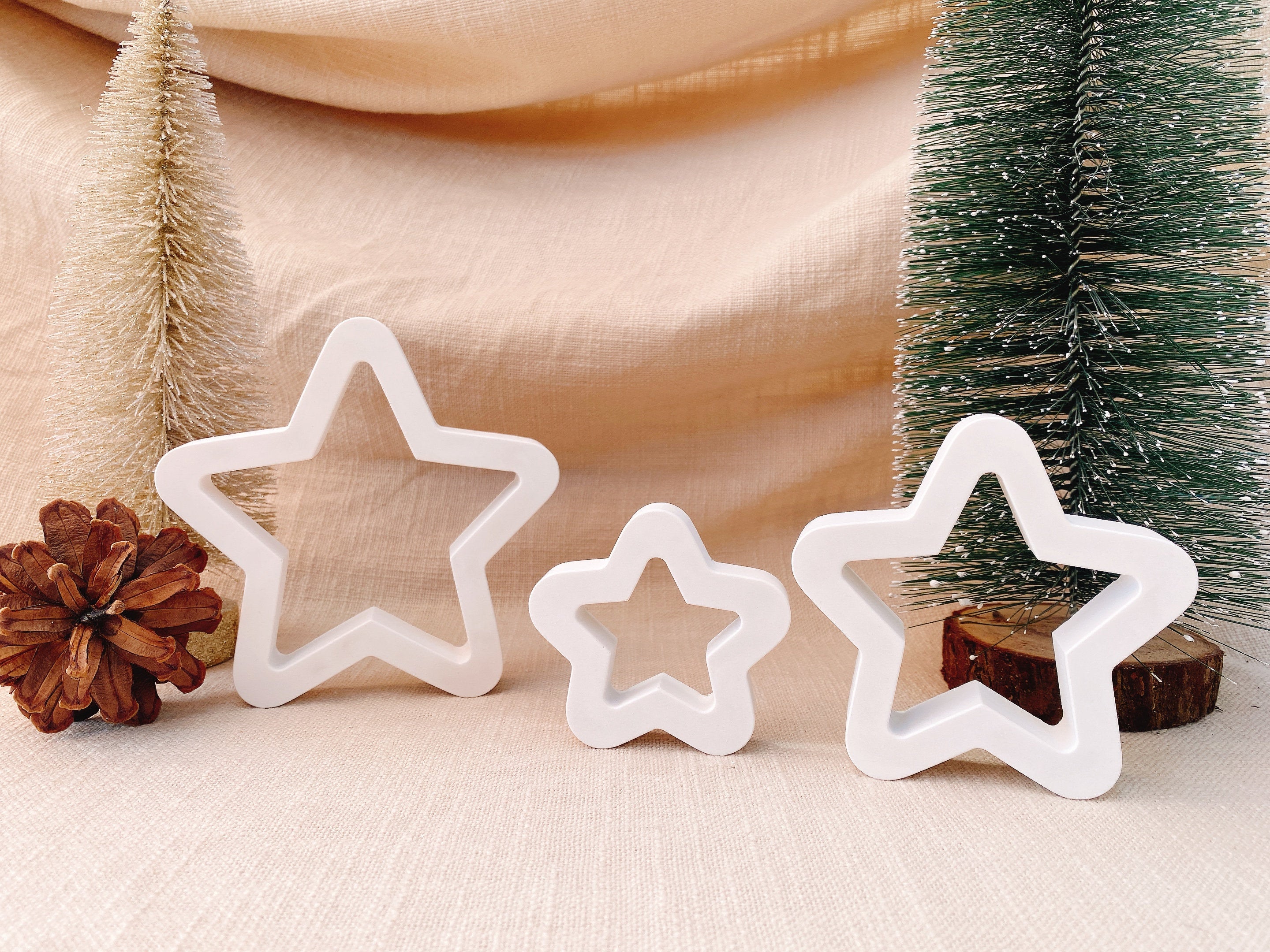 Silikon - Gießform - abgerundete Stern- offene Sterne - Weihnachtssterne