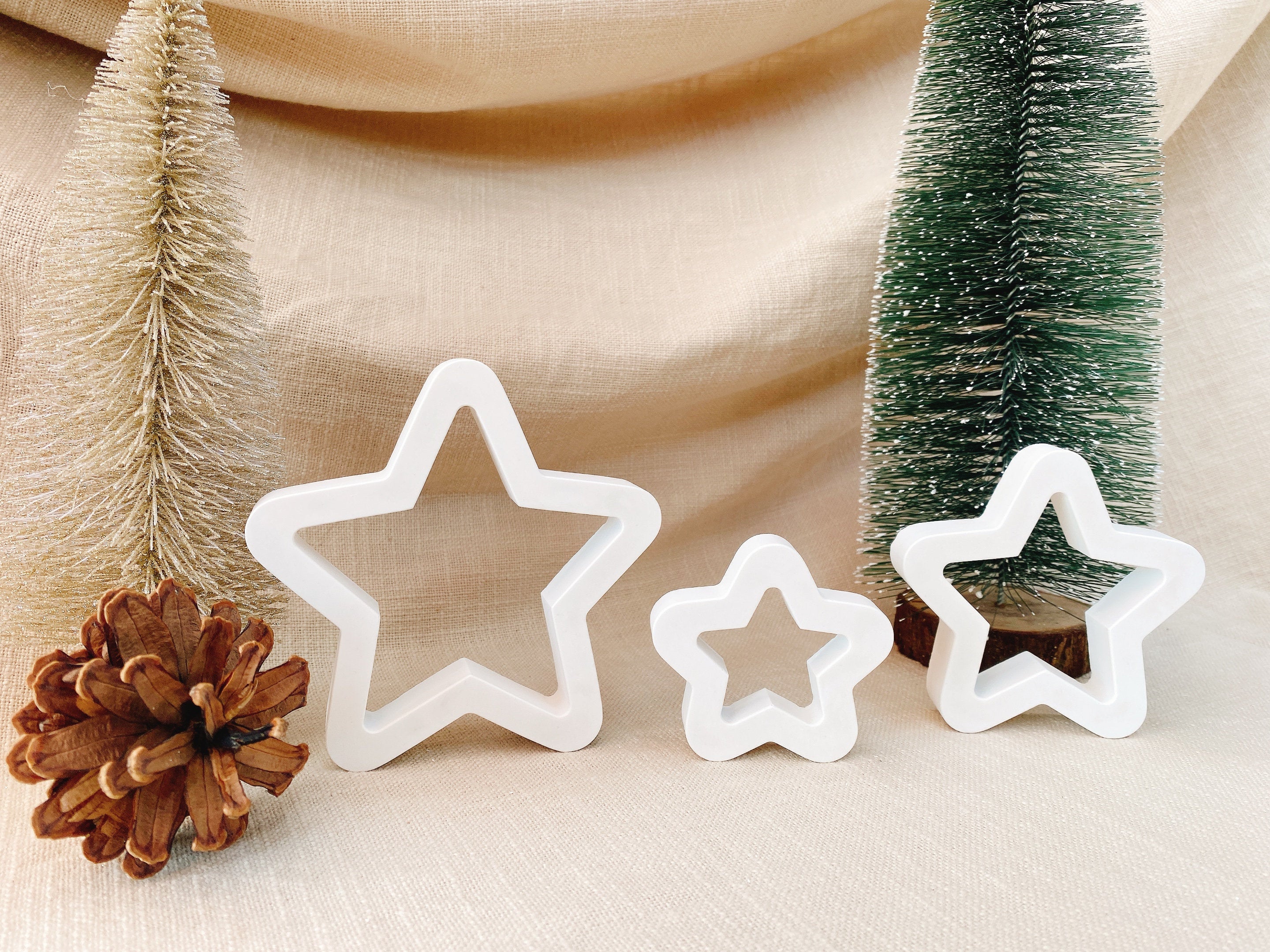 Silikon - Gießform - abgerundete Stern- offene Sterne - Weihnachtssterne