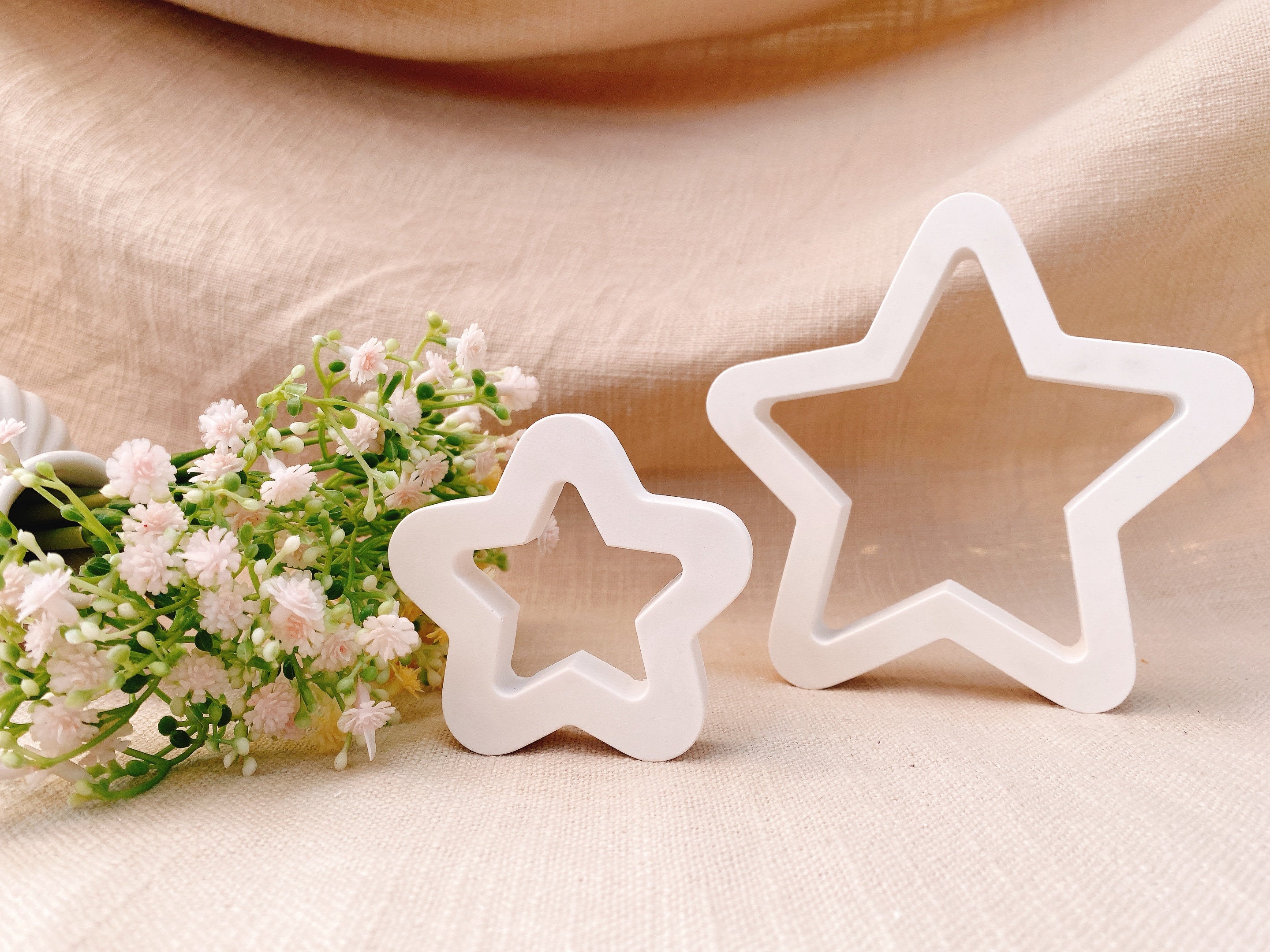 Silikon - Gießform - abgerundete Stern- offene Sterne - Weihnachtssterne