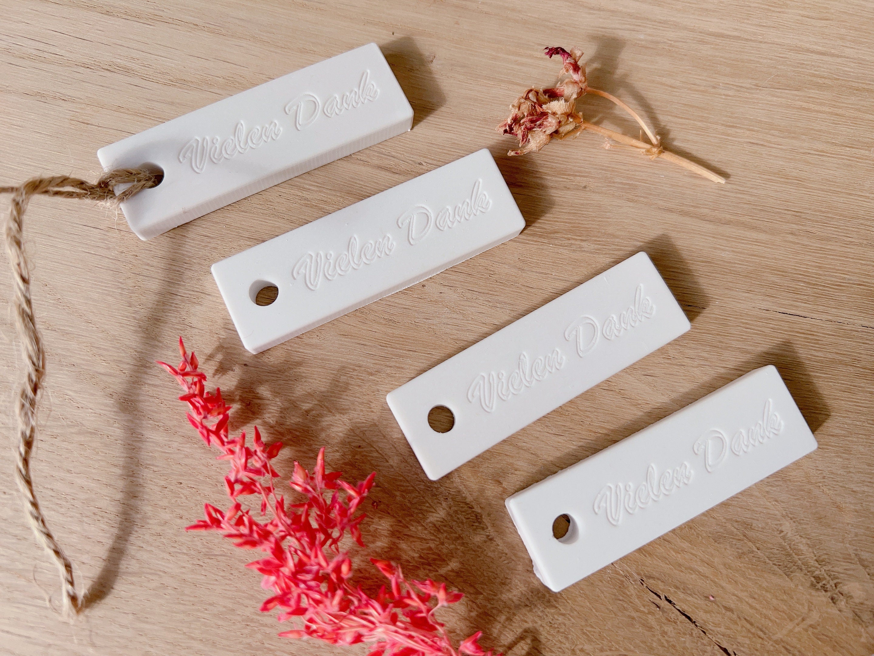 Silikon - Gießform - Verkaufsanhänger - Anhänger - Personalisiert - Vielen Dank - 4er Set