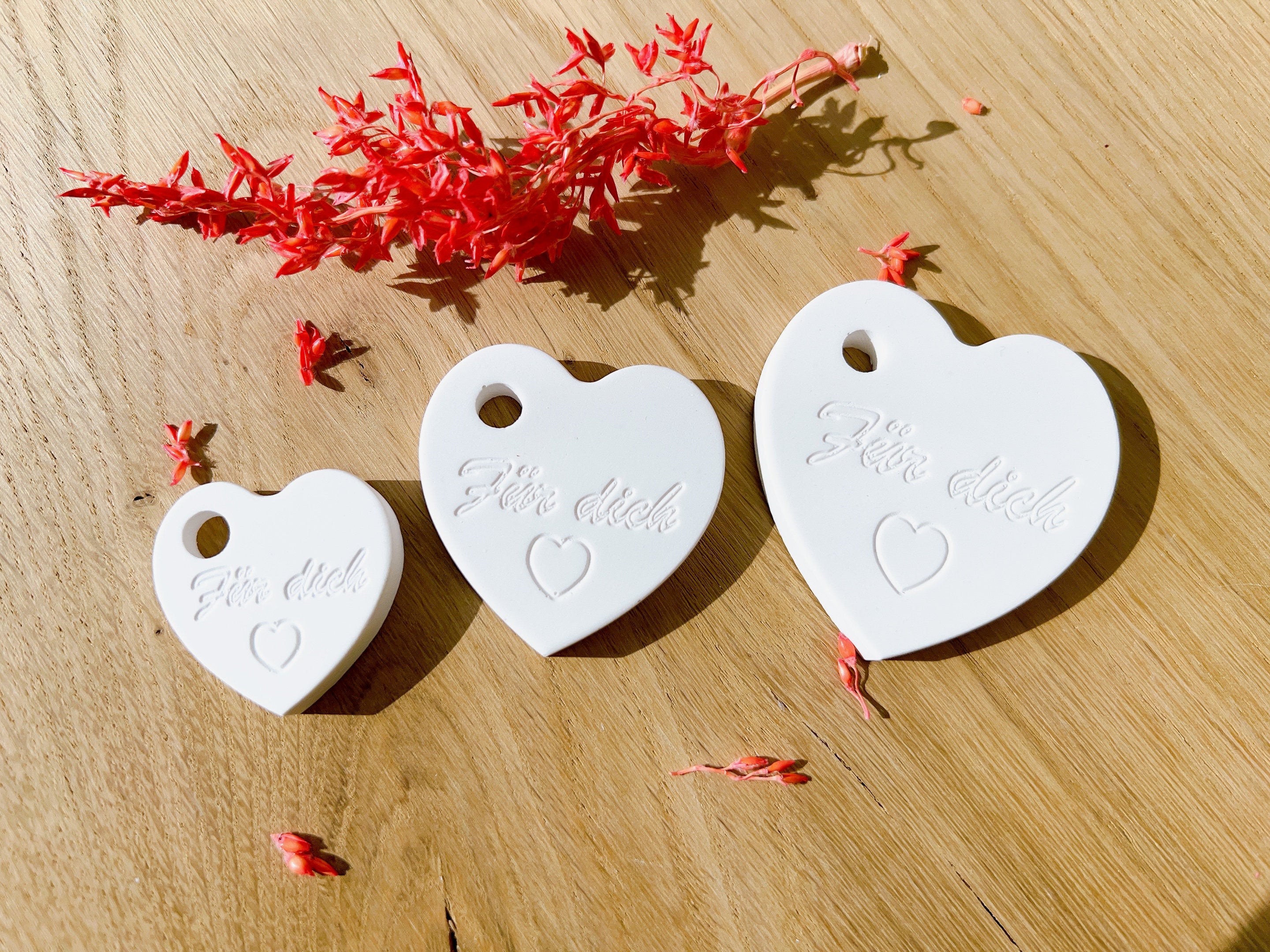 Silikon - Gießform - Verkaufsanhänger - Herzanhänger - Personalisiert - Für dich - 3er Set