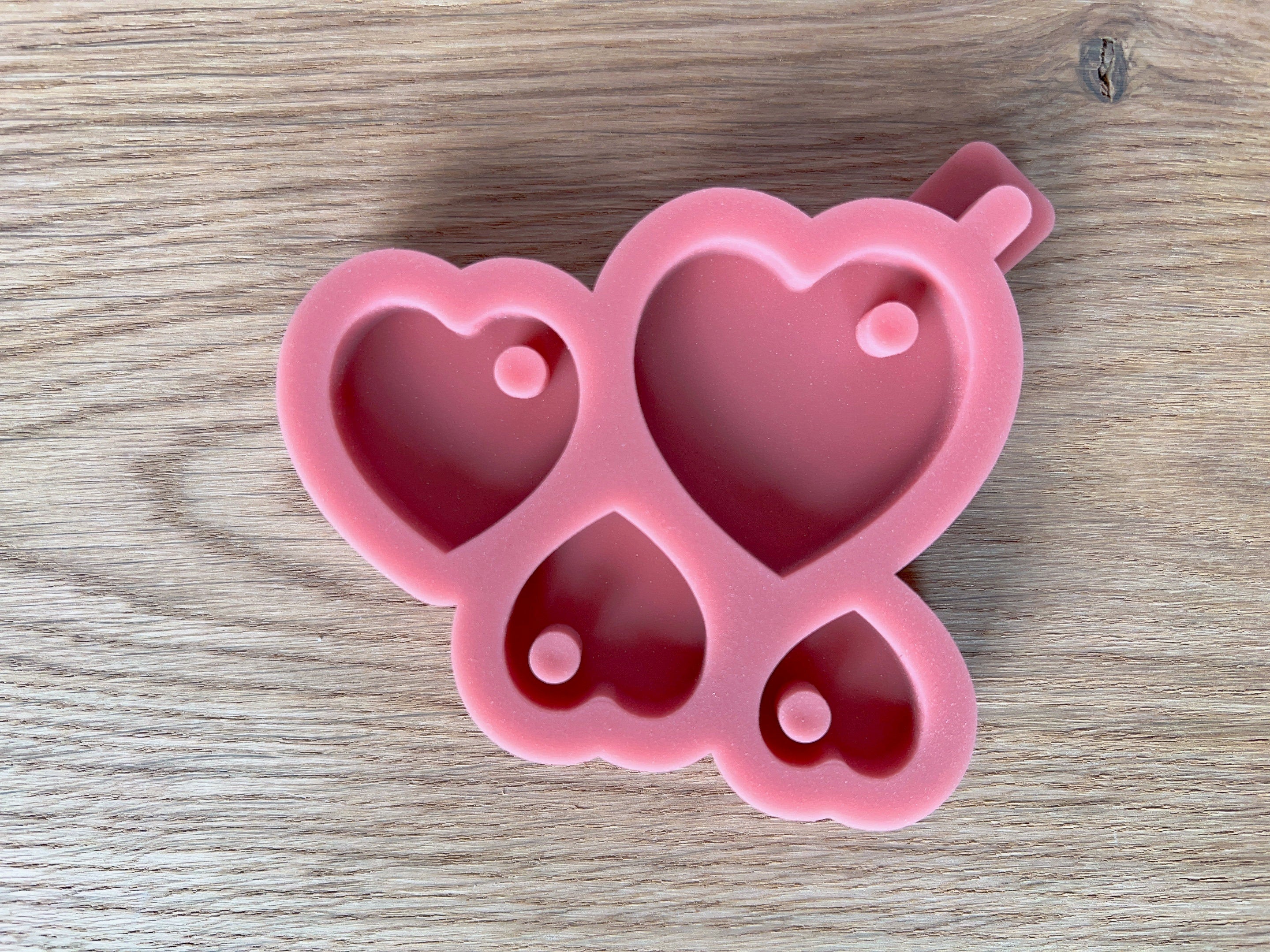 Silikon - Giessform - mini Herzen zum Aufhängen 4er Set-