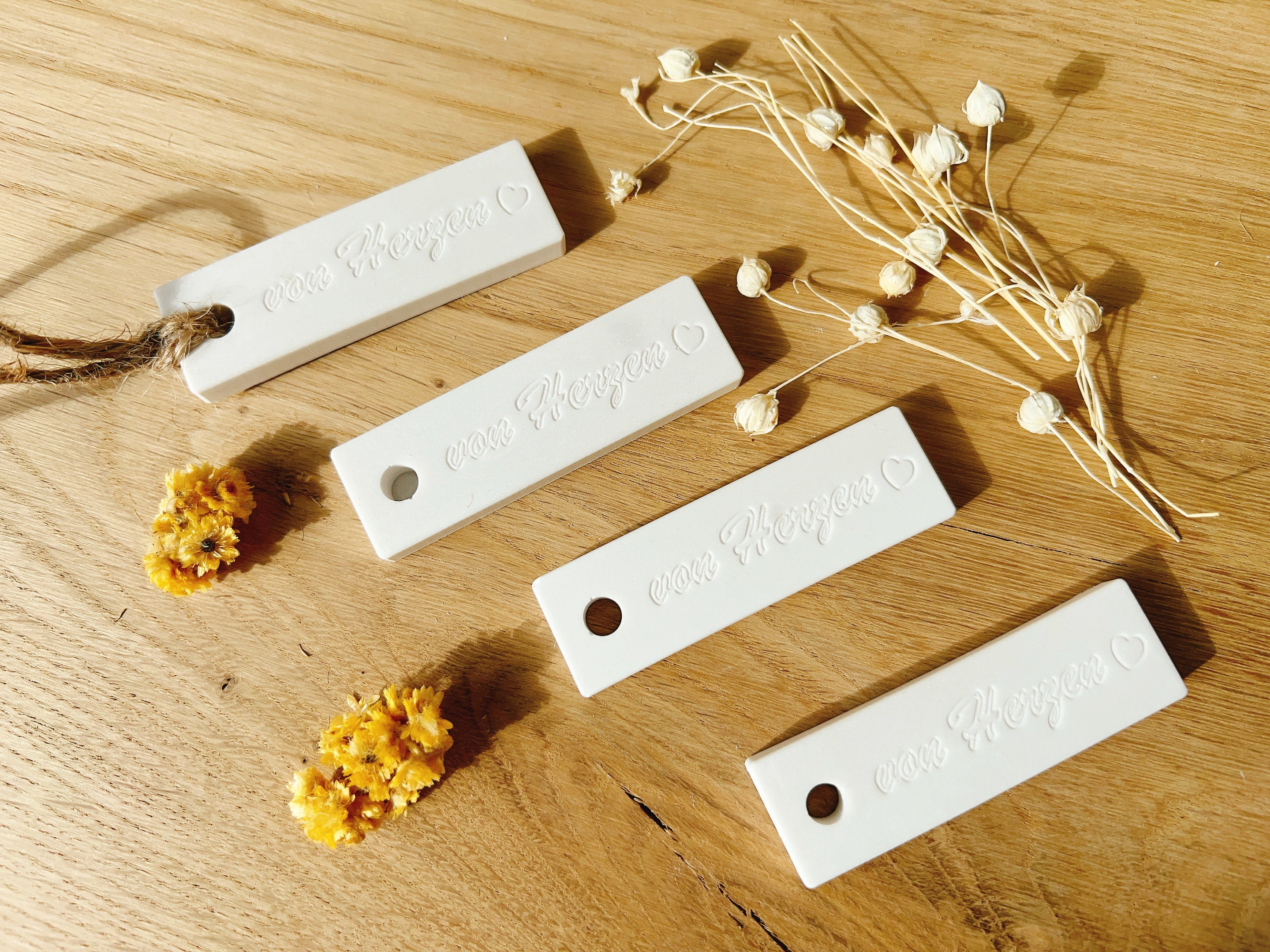 Silikon - Gießform - Verkaufsanhänger - Anhänger - Personalisiert - von Herzen - 4er Set