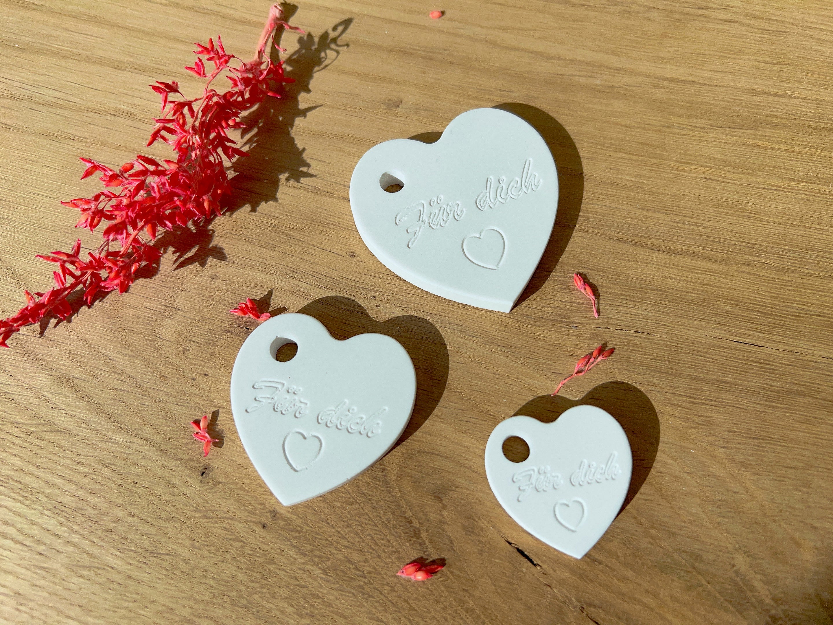 Silikon - Gießform - Verkaufsanhänger - Herzanhänger - Personalisiert - Für dich - 3er Set