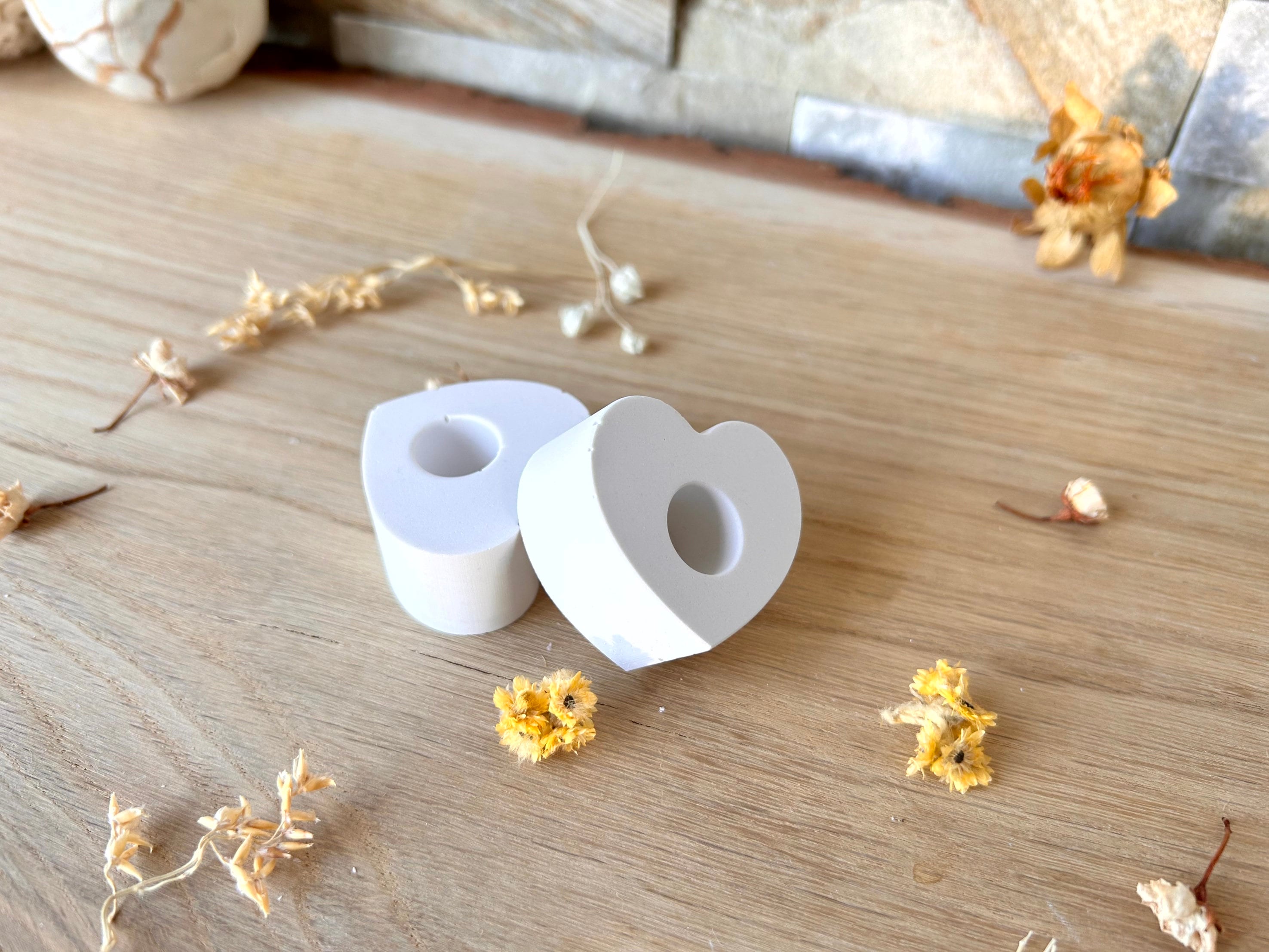 Silikon - Gießform - kleiner Herz Baumstabkerzenhalter - Geburtstagskerze -