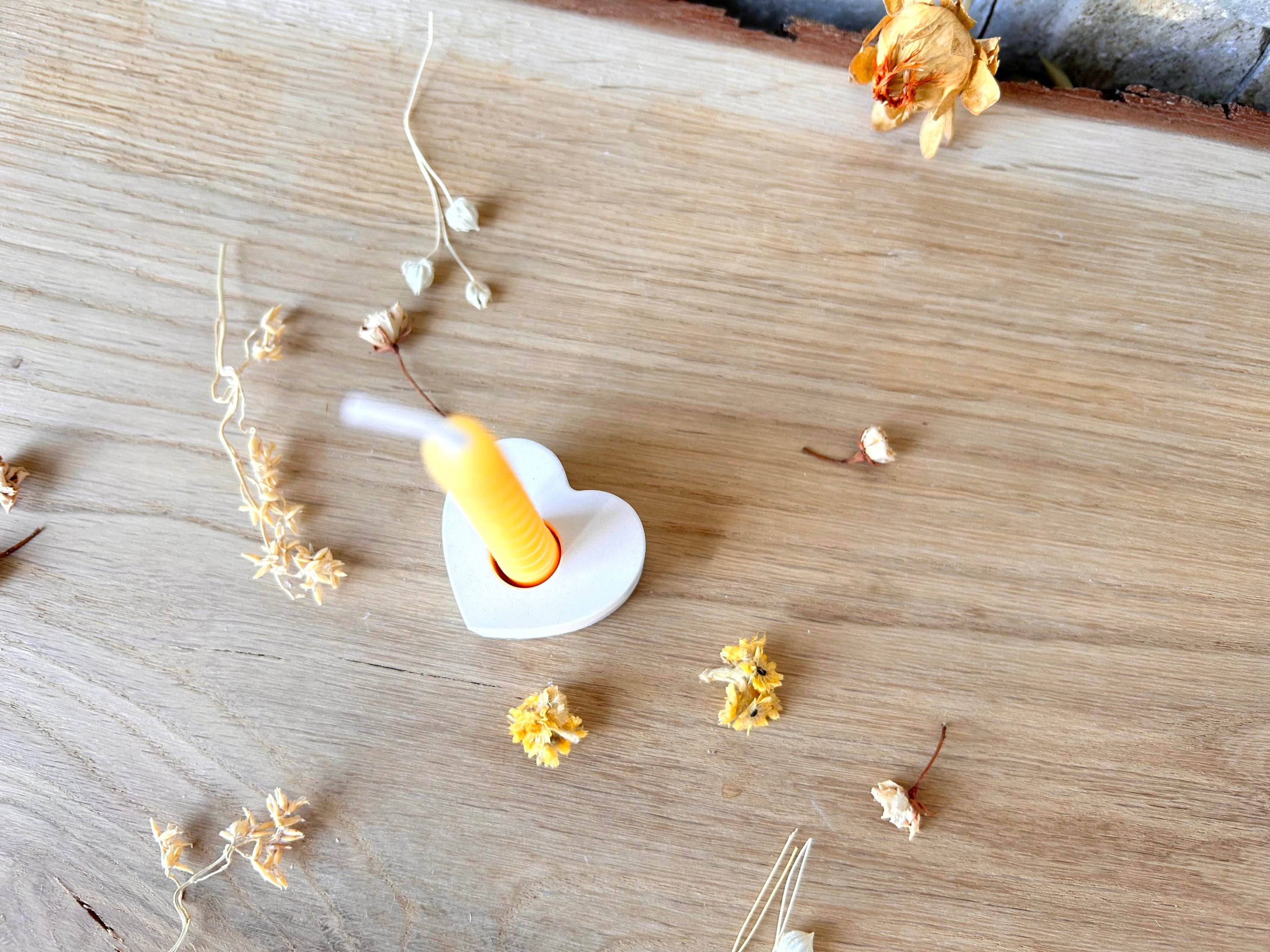 Silikon - Gießform - kleiner Herz Baumstabkerzenhalter - Geburtstagskerze -