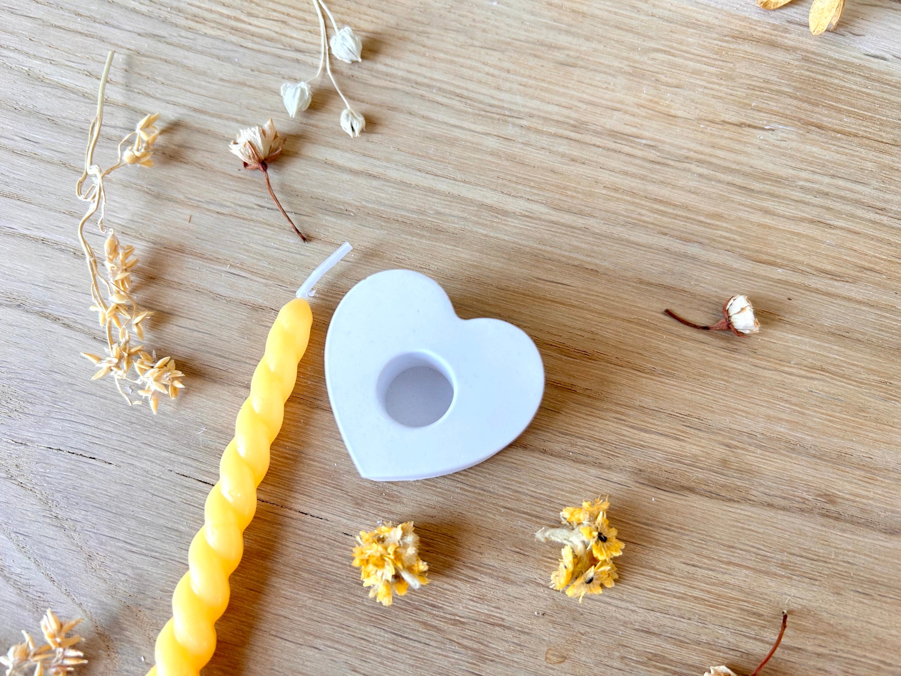 Silikon - Gießform - kleiner Herz Baumstabkerzenhalter - Geburtstagskerze -