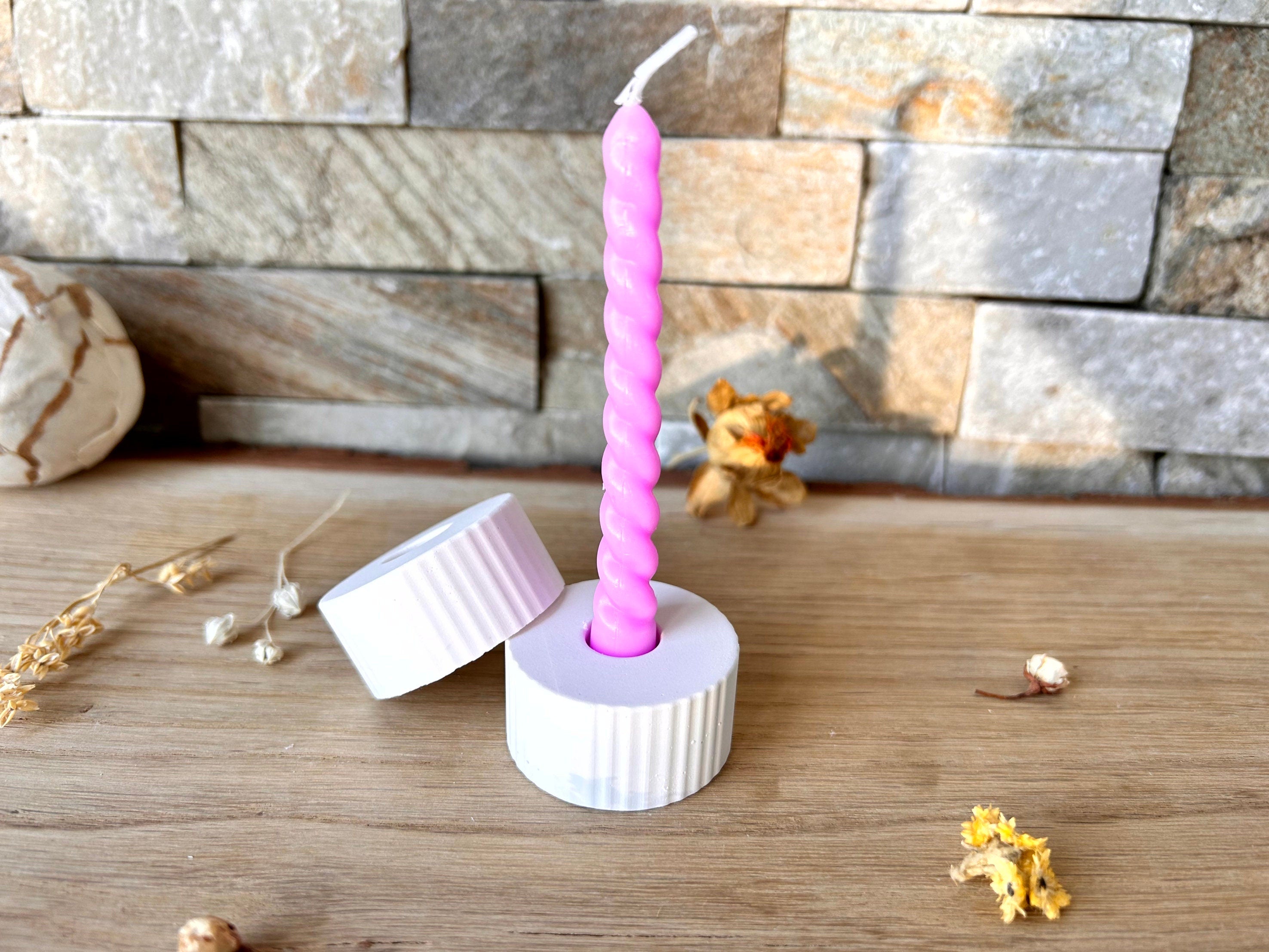 Silikon - Gießform - kleiner Baumstabkerzenhalter mit Rillen  - Geburtstagskerze -