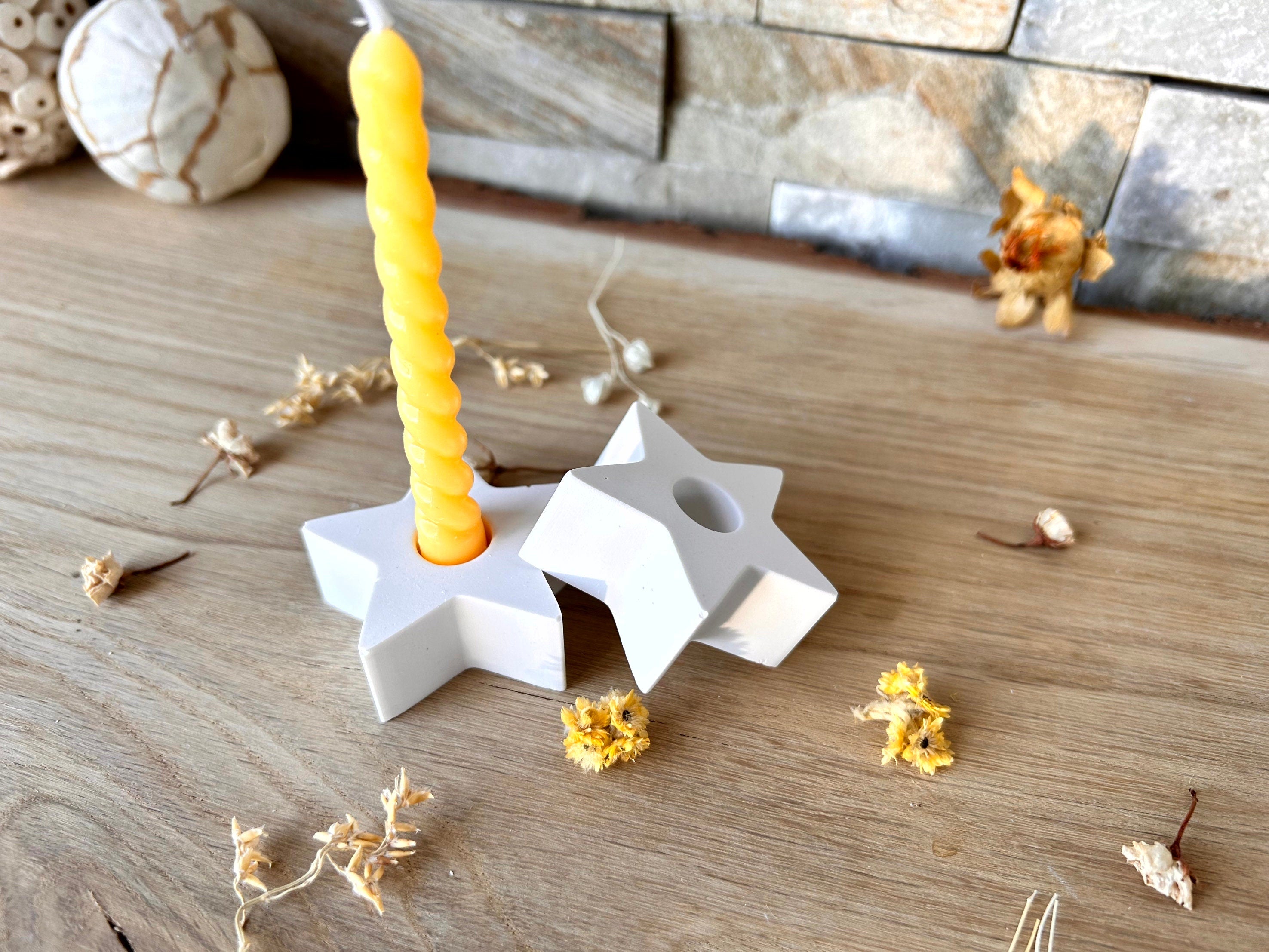 Silikon - Gießform - kleiner Stern Baumstabkerzenhalter - Geburtstagskerze -