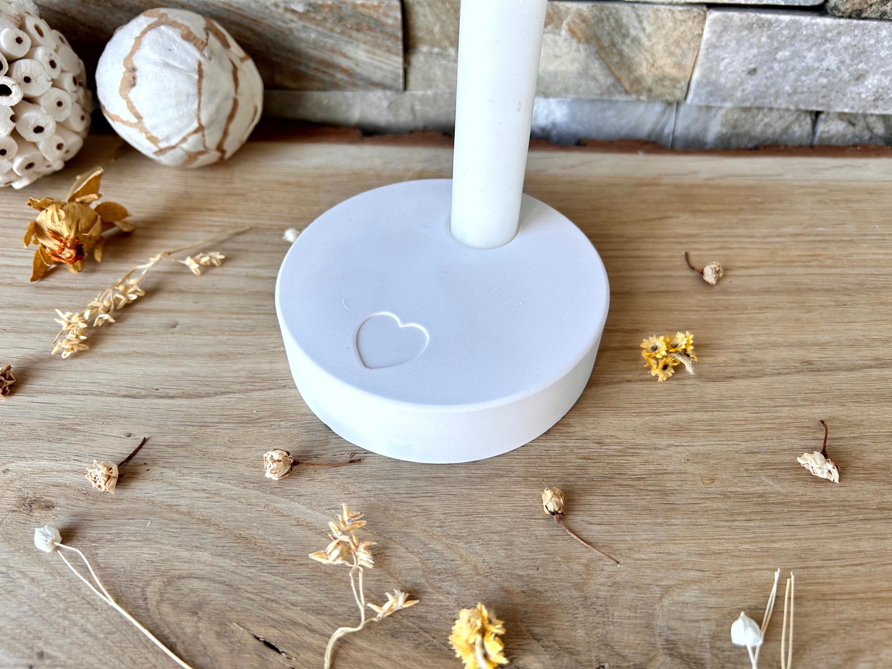 Silikon - Gießform - Stabkerzenteller mit Herz -