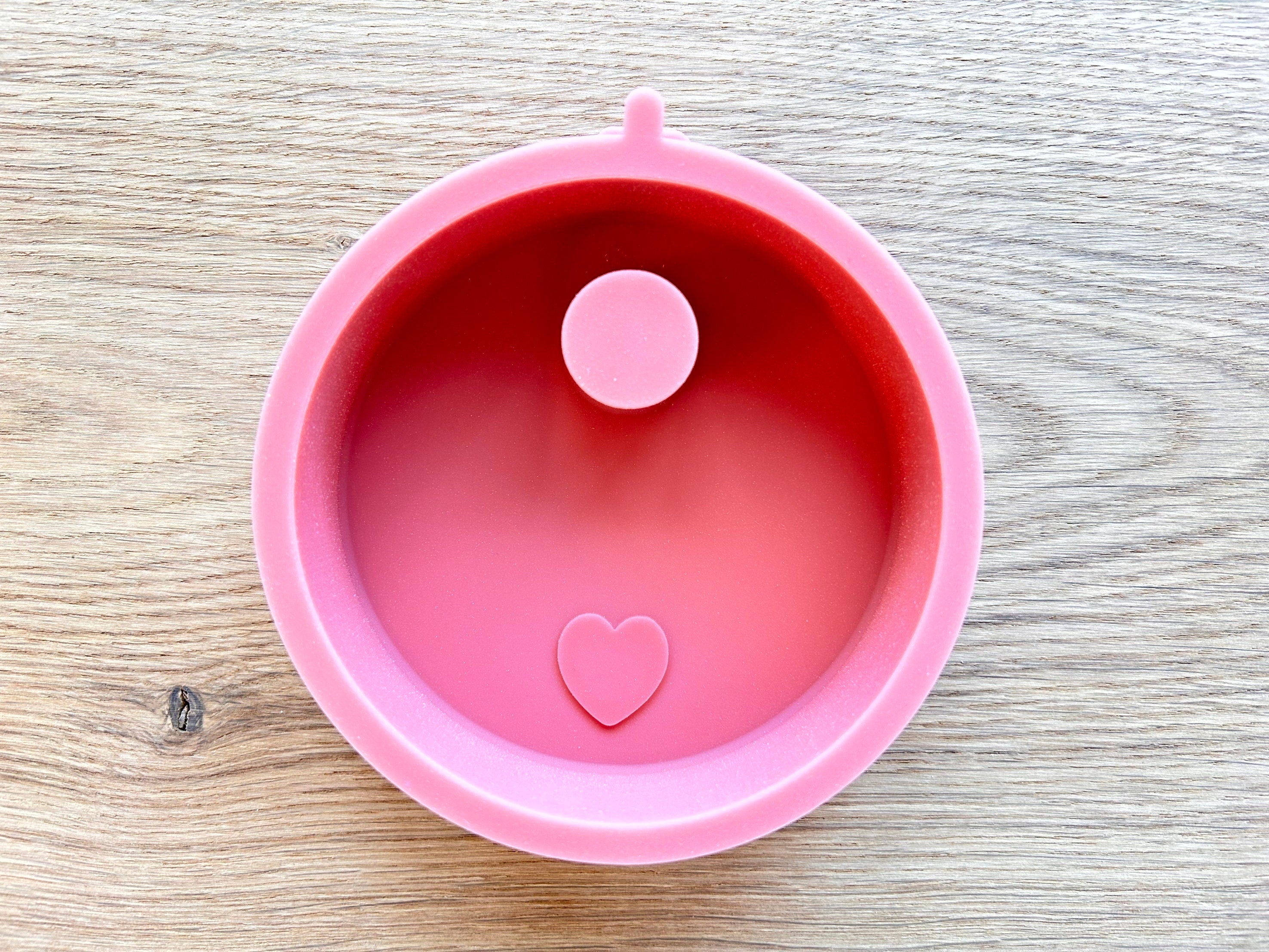 Silikon - Gießform - Stabkerzenteller mit Herz -