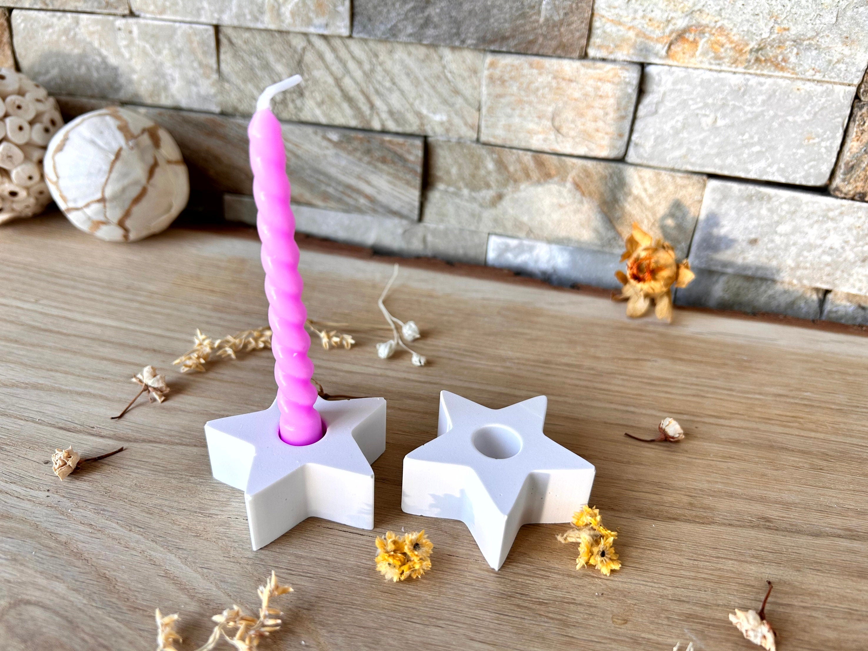 Silikon - Gießform - kleiner Stern Baumstabkerzenhalter - Geburtstagskerze -