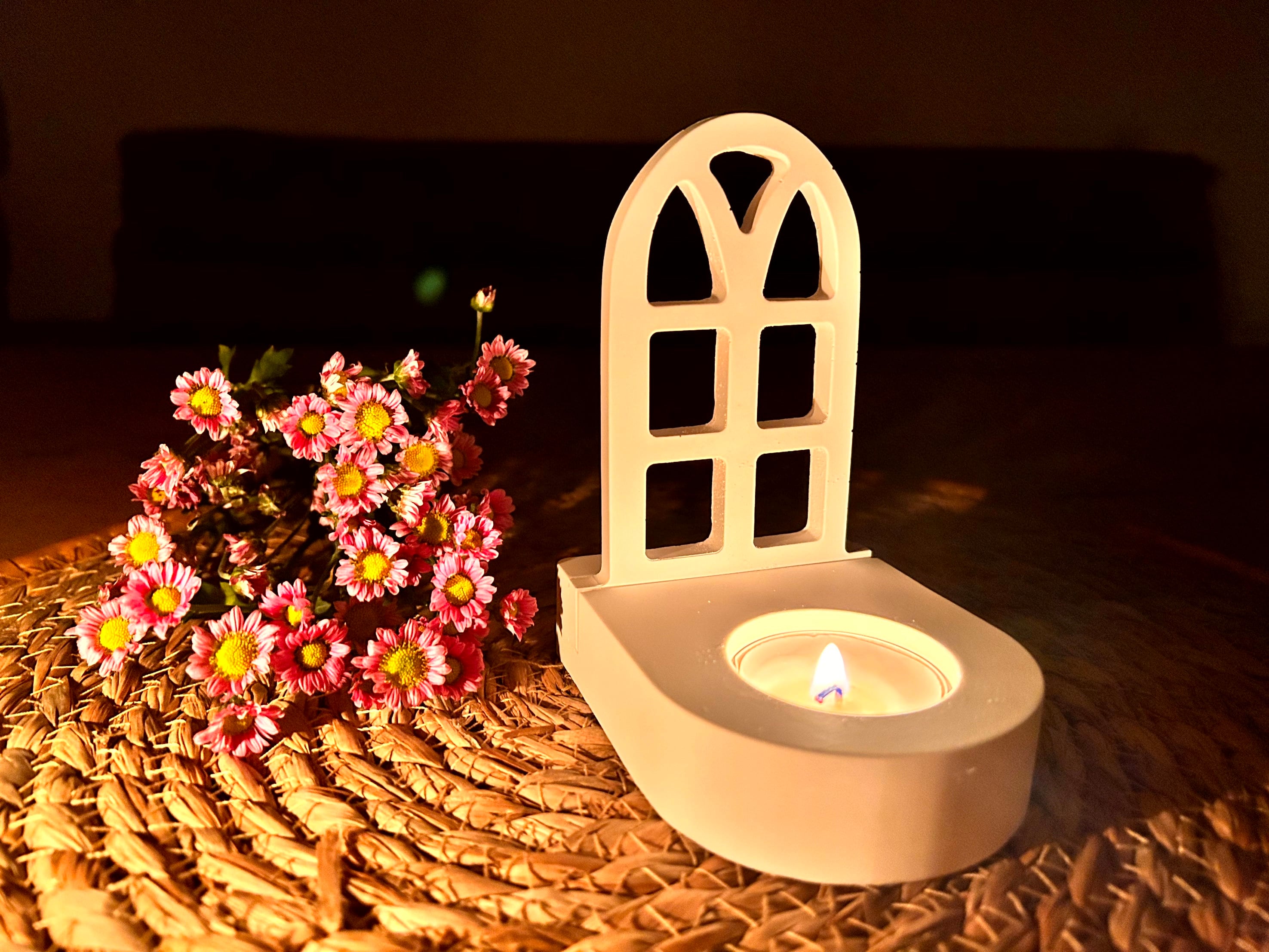 Silikon - Gießform -Fenster Einschieber für unseren Teelichthalter -