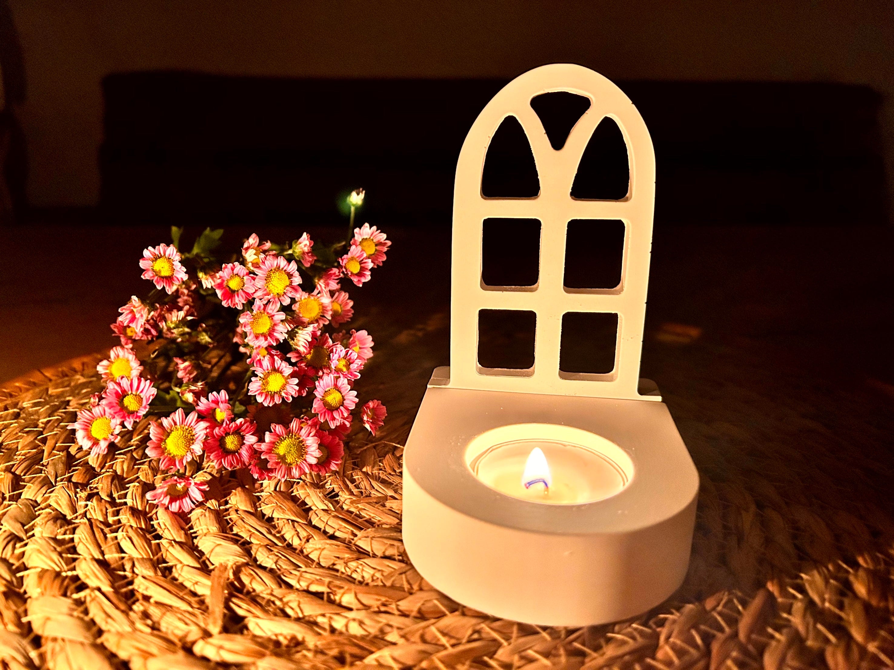 Silikon - Gießform -Fenster Einschieber für unseren Teelichthalter -