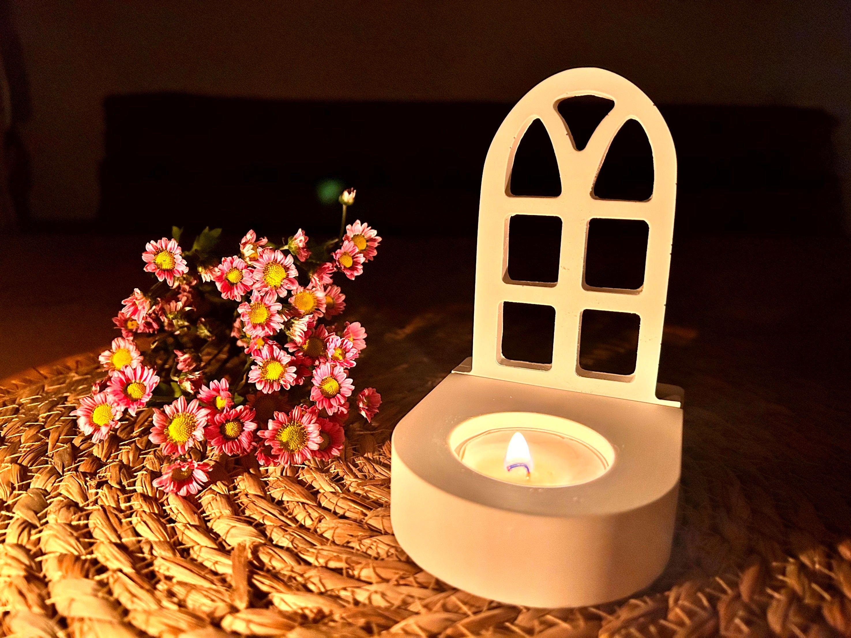 Silikon - Gießform -Fenster Einschieber für unseren Teelichthalter -