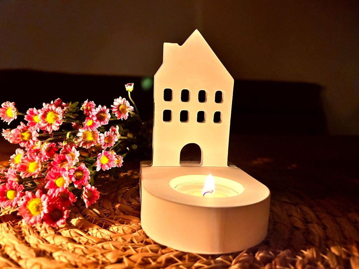 Silikon Gießform Lichthaus mit Schornstein 2 für unseren Teelichthalter – Kerzenhalter – Ansicht 2
