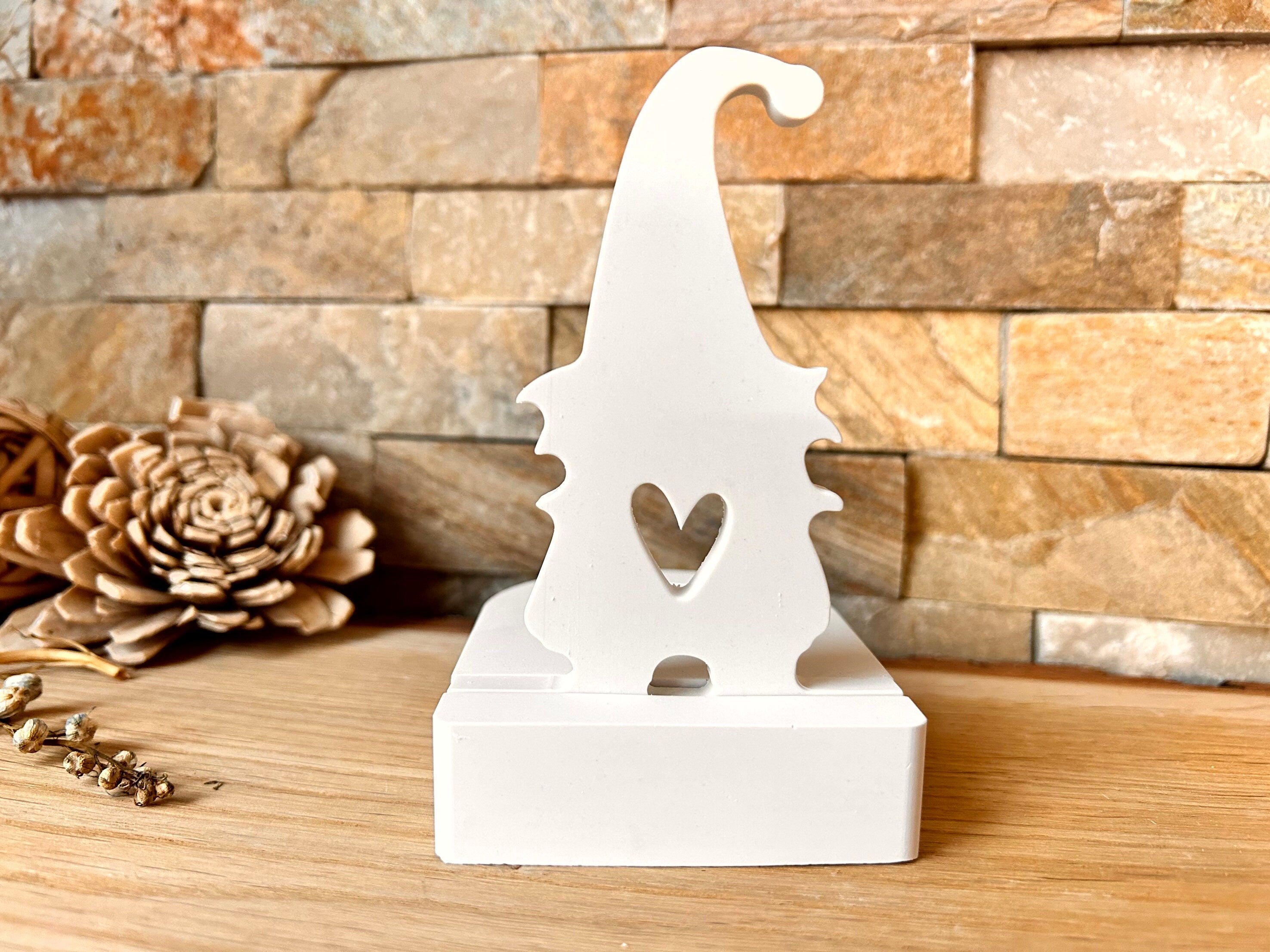 Silikon - Gießform - Wichtel mit Herz Einschieber für unseren Teelichthalter -