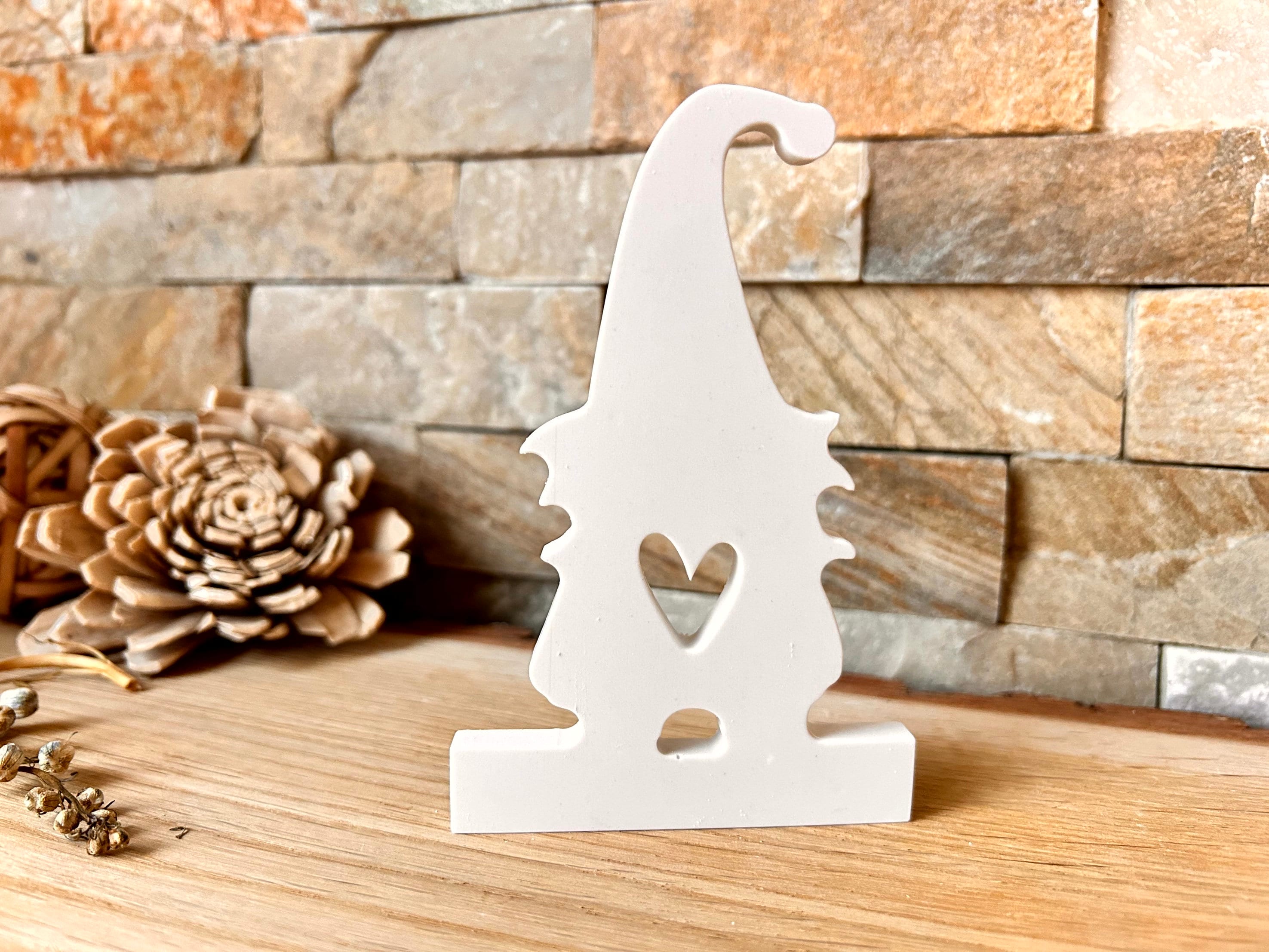 Silikon - Gießform - Wichtel mit Herz Einschieber für unseren Teelichthalter -