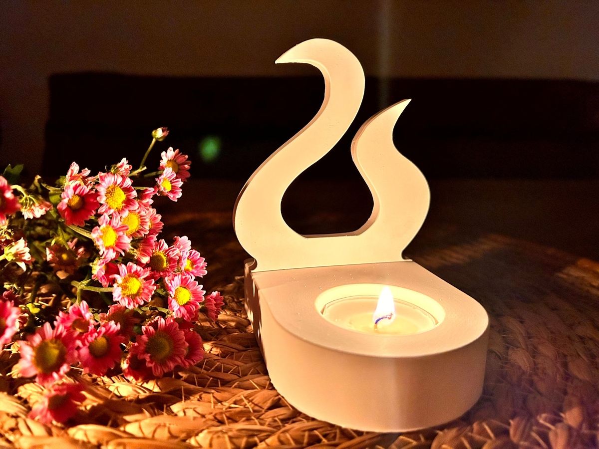 Silikon Gießform Doppelflamme Einschieber für unseren Teelichthalter – Kerzenhalter – Ansicht 4