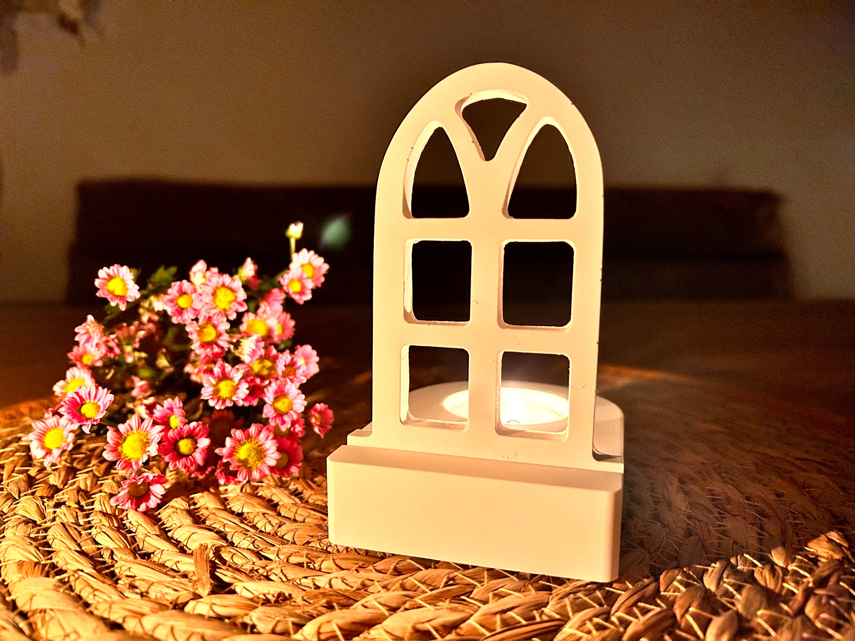 Silikon - Gießform -Fenster Einschieber für unseren Teelichthalter -