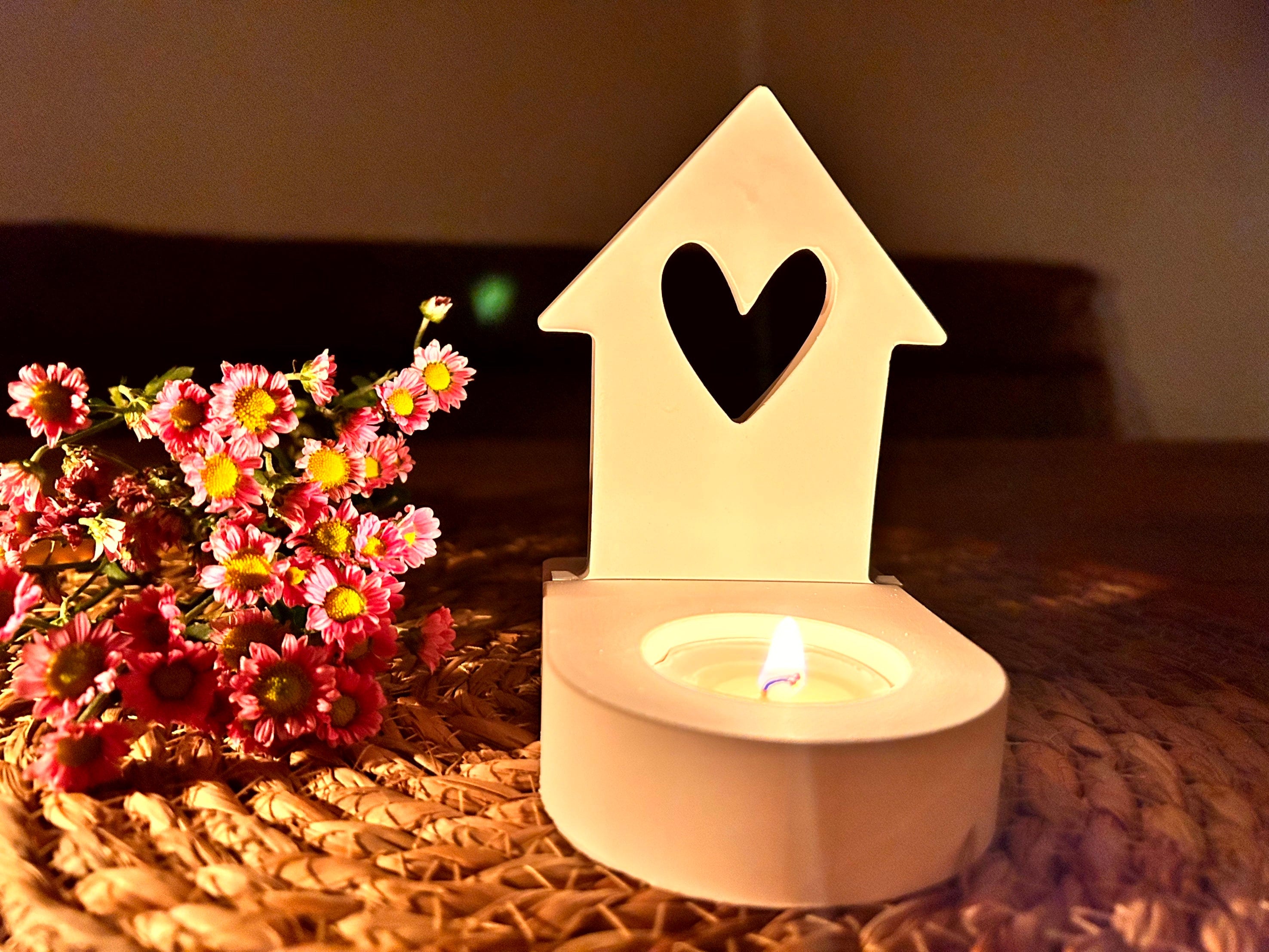 Silikon - Gießform - Herzhaus Einschieber für unseren Teelichthalter -