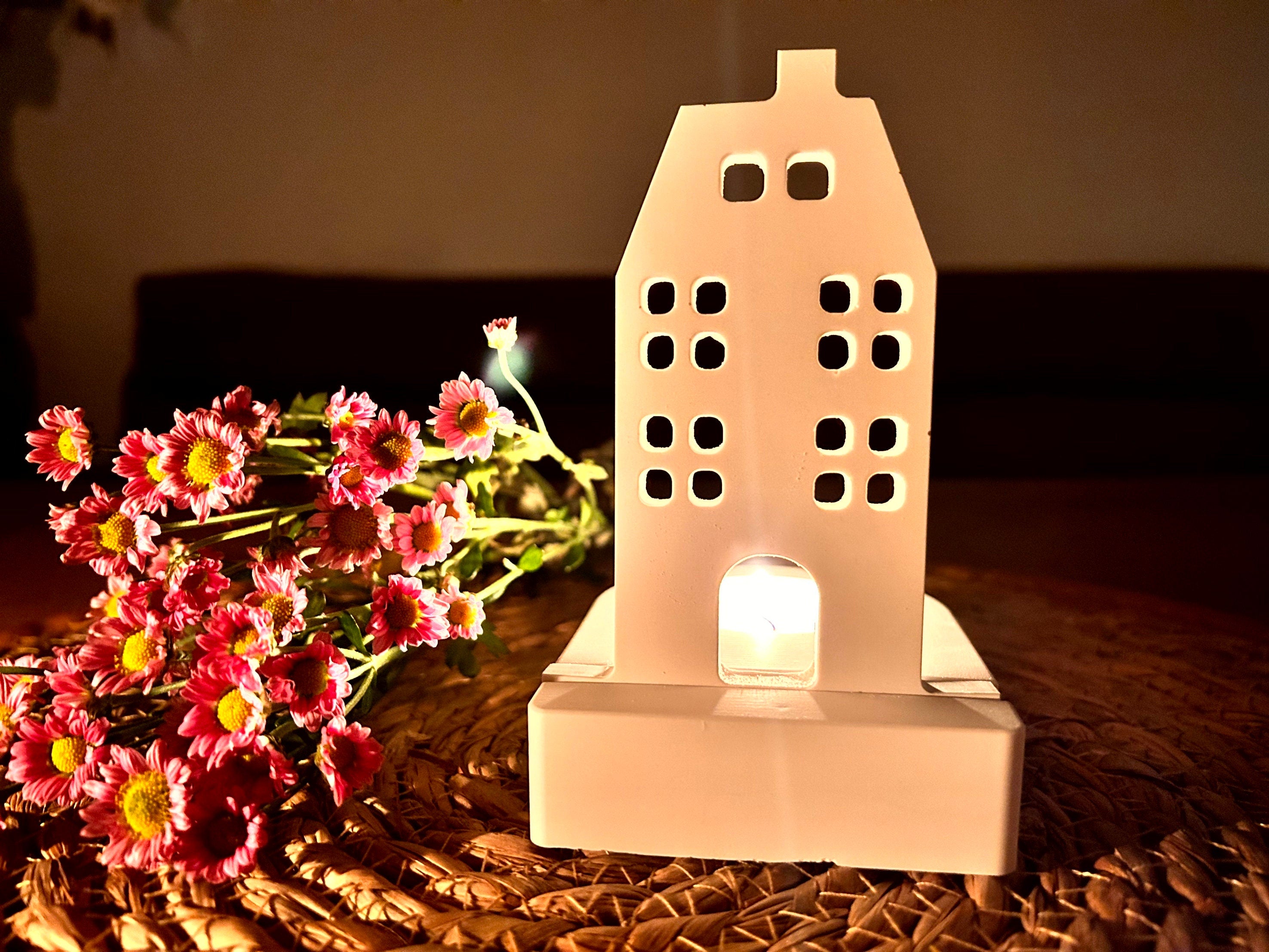 Silikon - Gießform - Lichthaus mit Schornstein für unseren Teelichthalter -