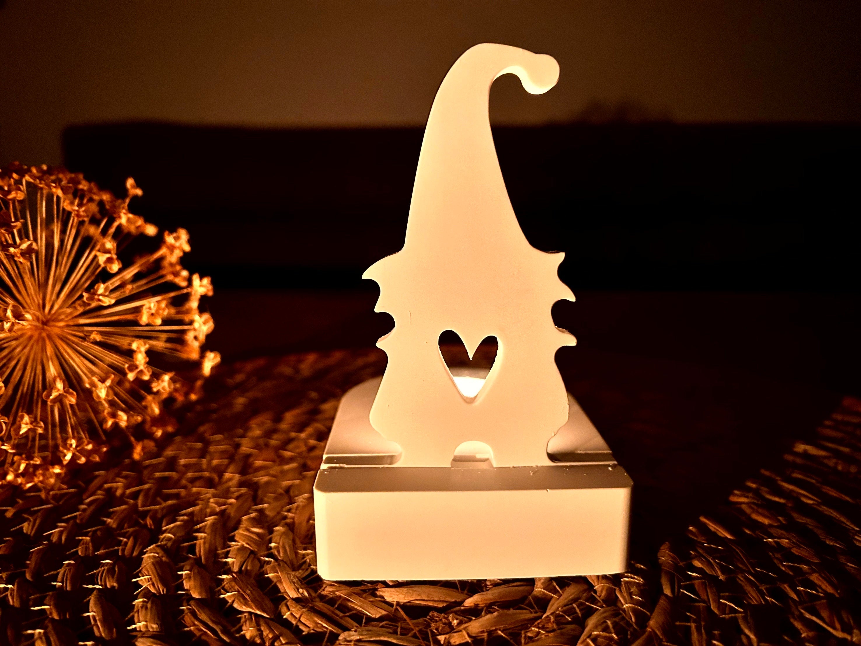 Silikon - Gießform - Wichtel mit Herz Einschieber für unseren Teelichthalter -